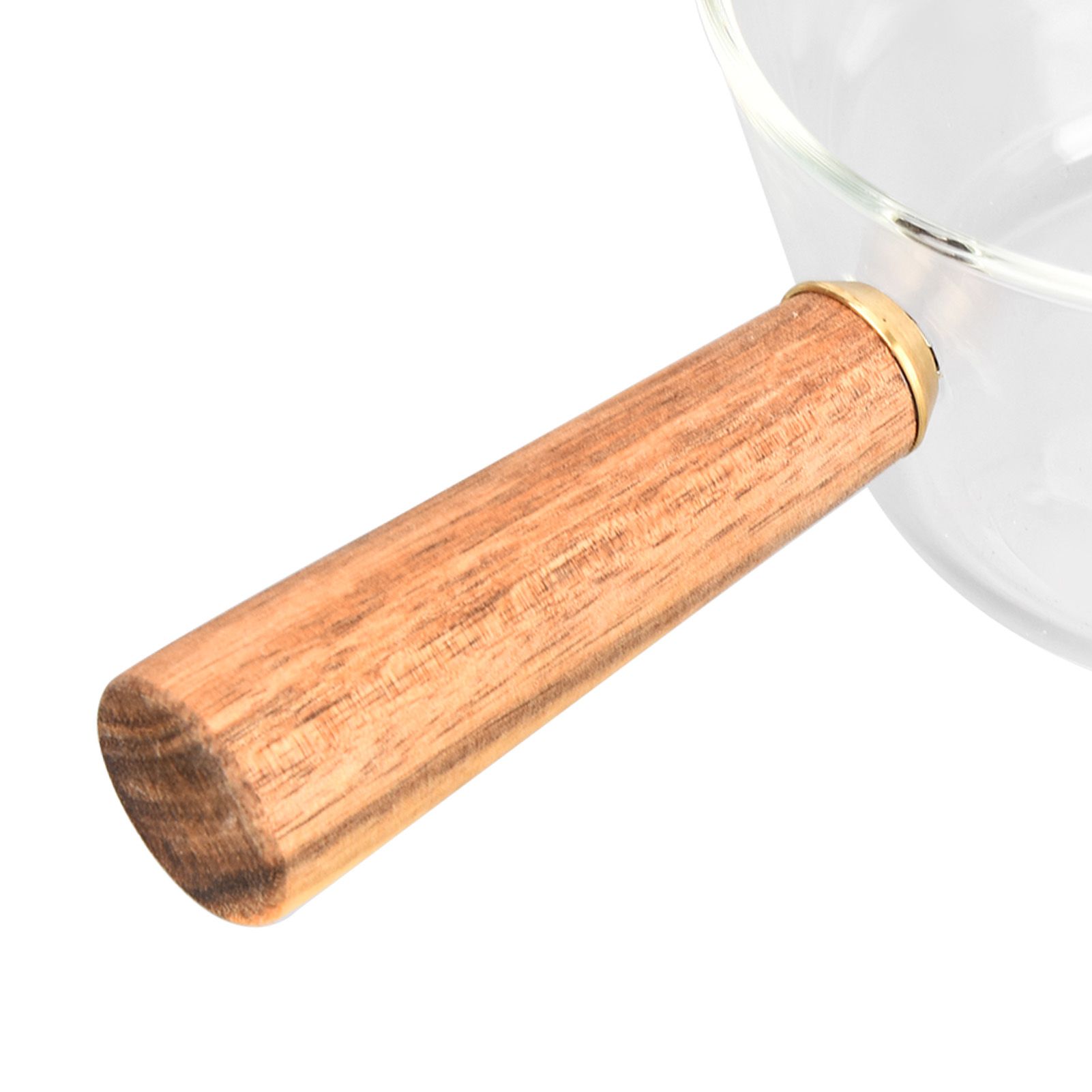 Glass Milk Pot with Wooden Handle V Shaped Spout Noodles Saucepan Home Kitchen view 14
