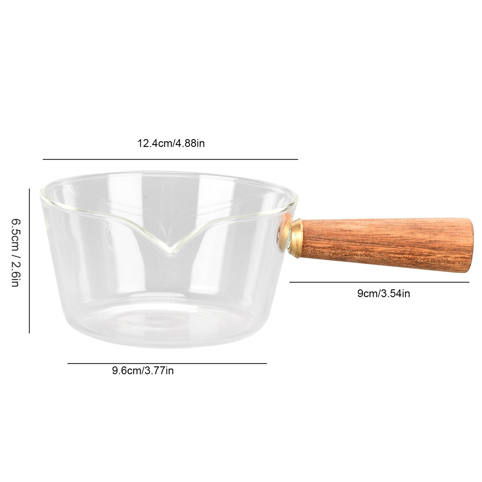 Glass Milk Pot with Wooden Handle V Shaped Spout Noodles Saucepan Home Kitchen view 15