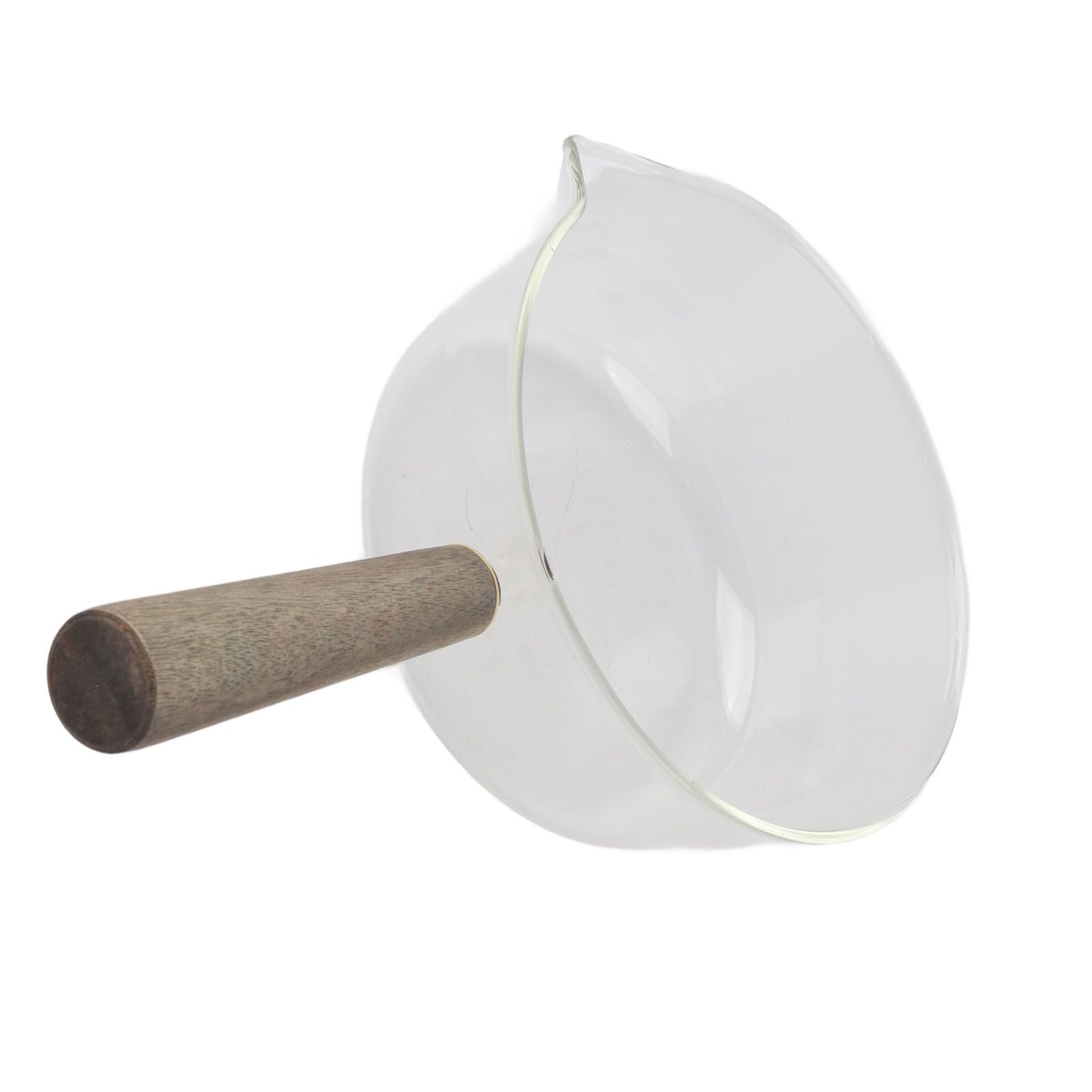 Glass Milk Pot with Wooden Handle V Shaped Spout Noodles Saucepan Home Kitchen view 5