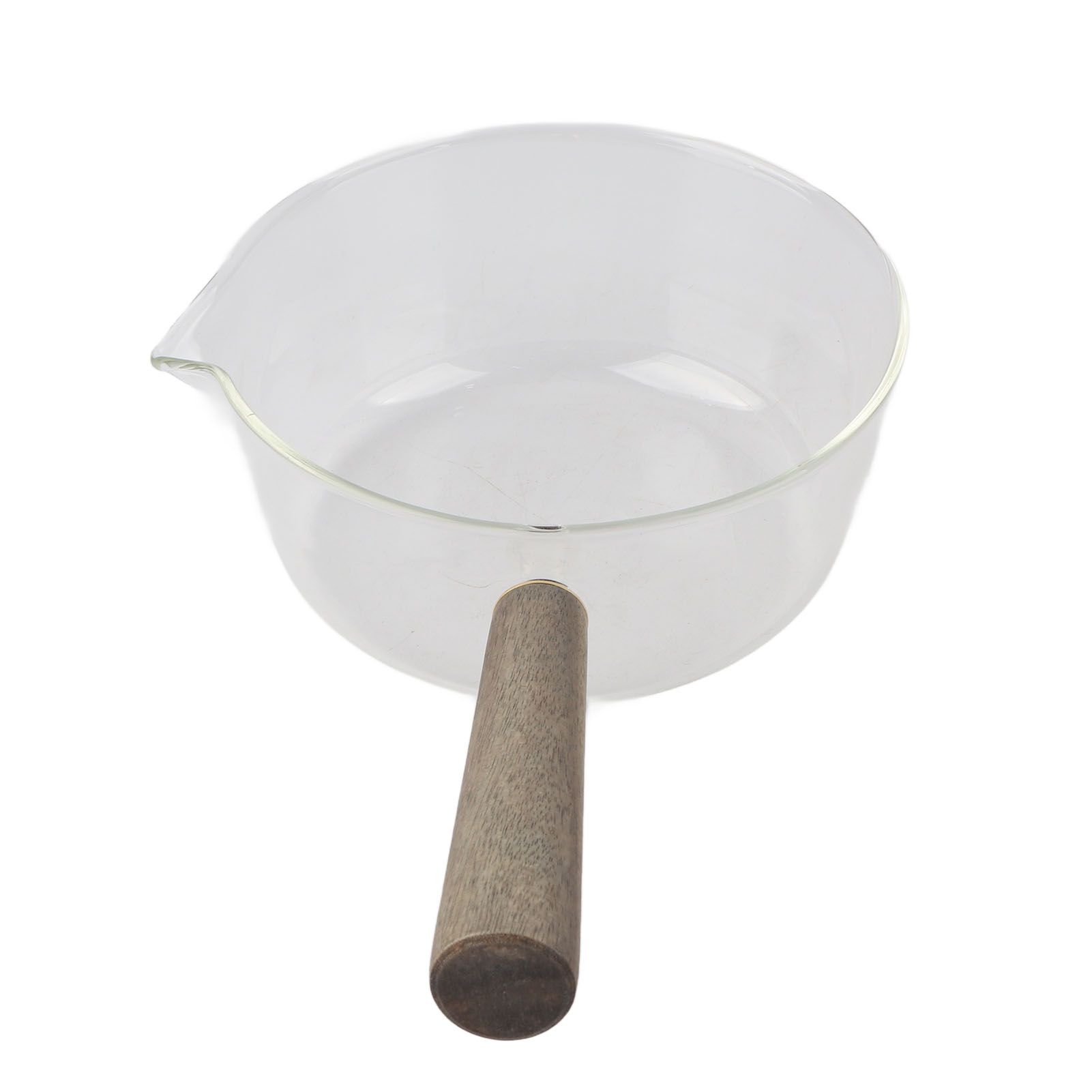 Glass Milk Pot with Wooden Handle V Shaped Spout Noodles Saucepan Home Kitchen view 6
