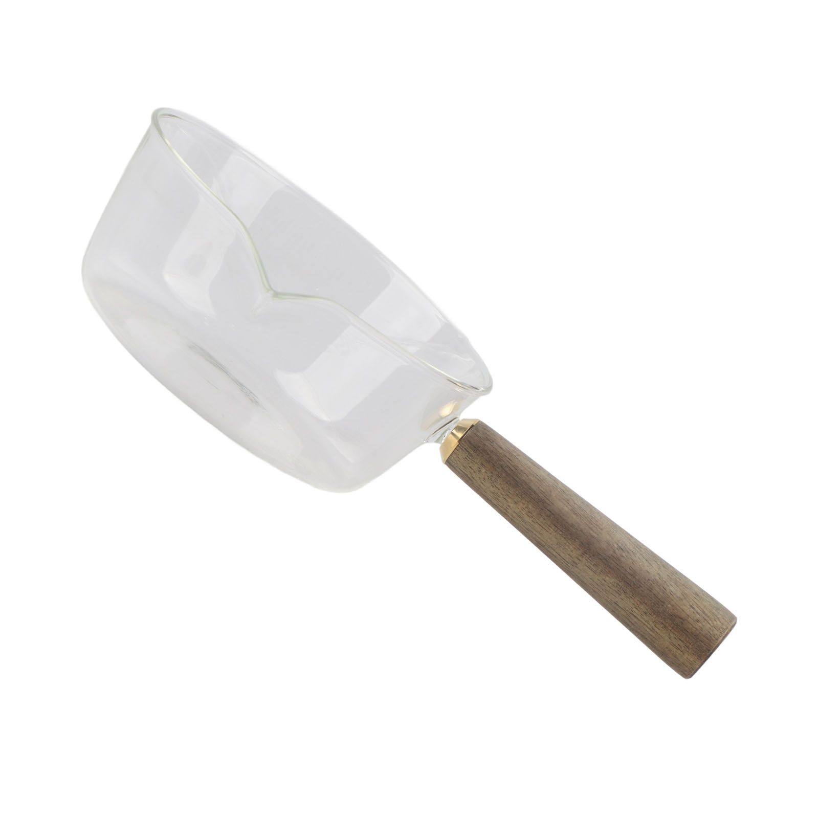Glass Milk Pot with Wooden Handle V Shaped Spout Noodles Saucepan Home Kitchen view 7
