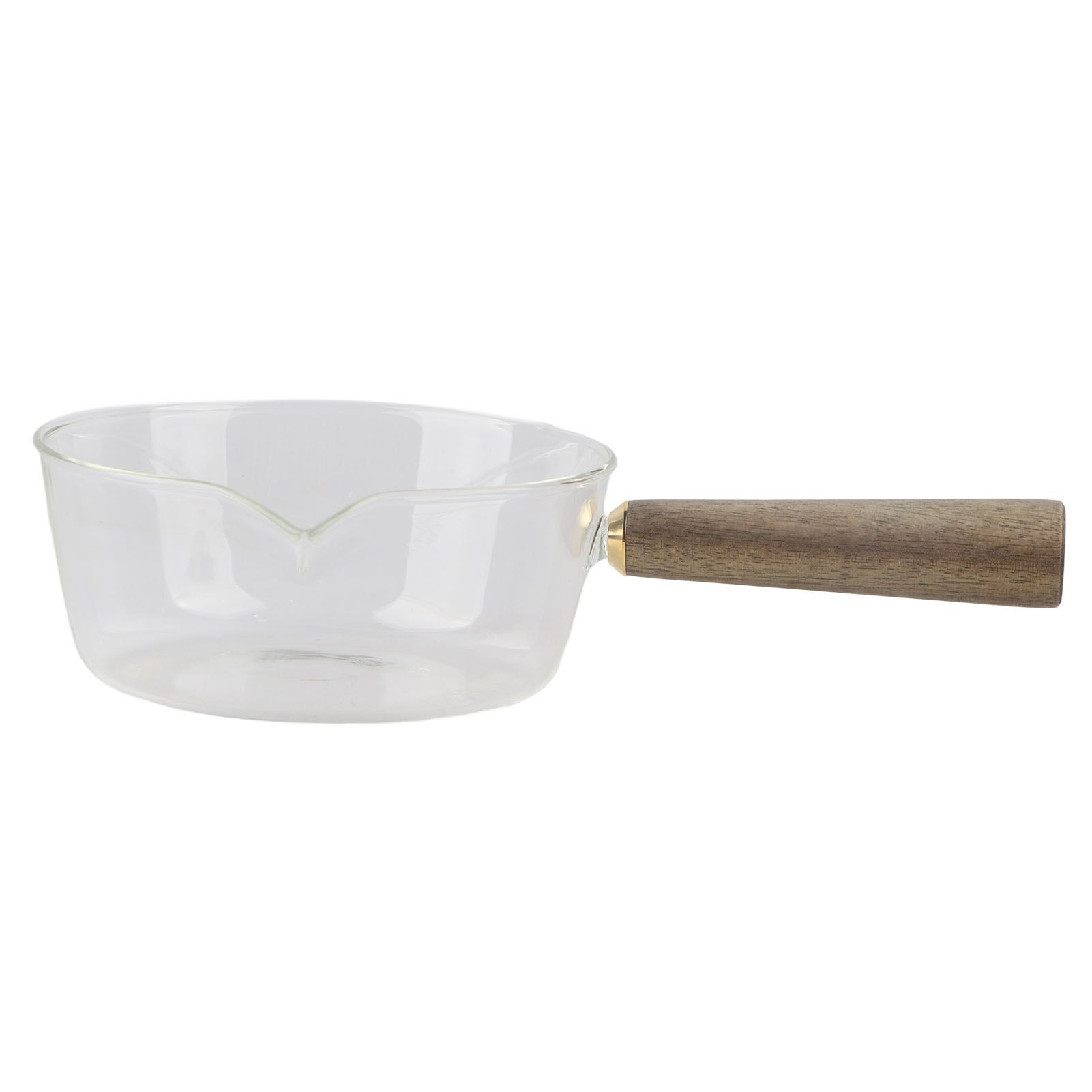 Glass Milk Pot with Wooden Handle V Shaped Spout Noodles Saucepan Home Kitchen view 8