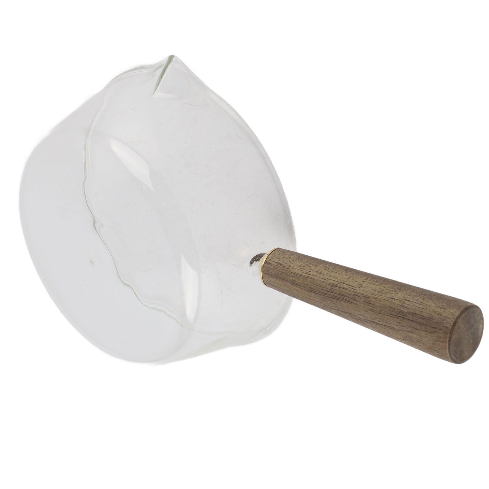 Glass Milk Pot with Wooden Handle V Shaped Spout Noodles Saucepan Home Kitchen view 9