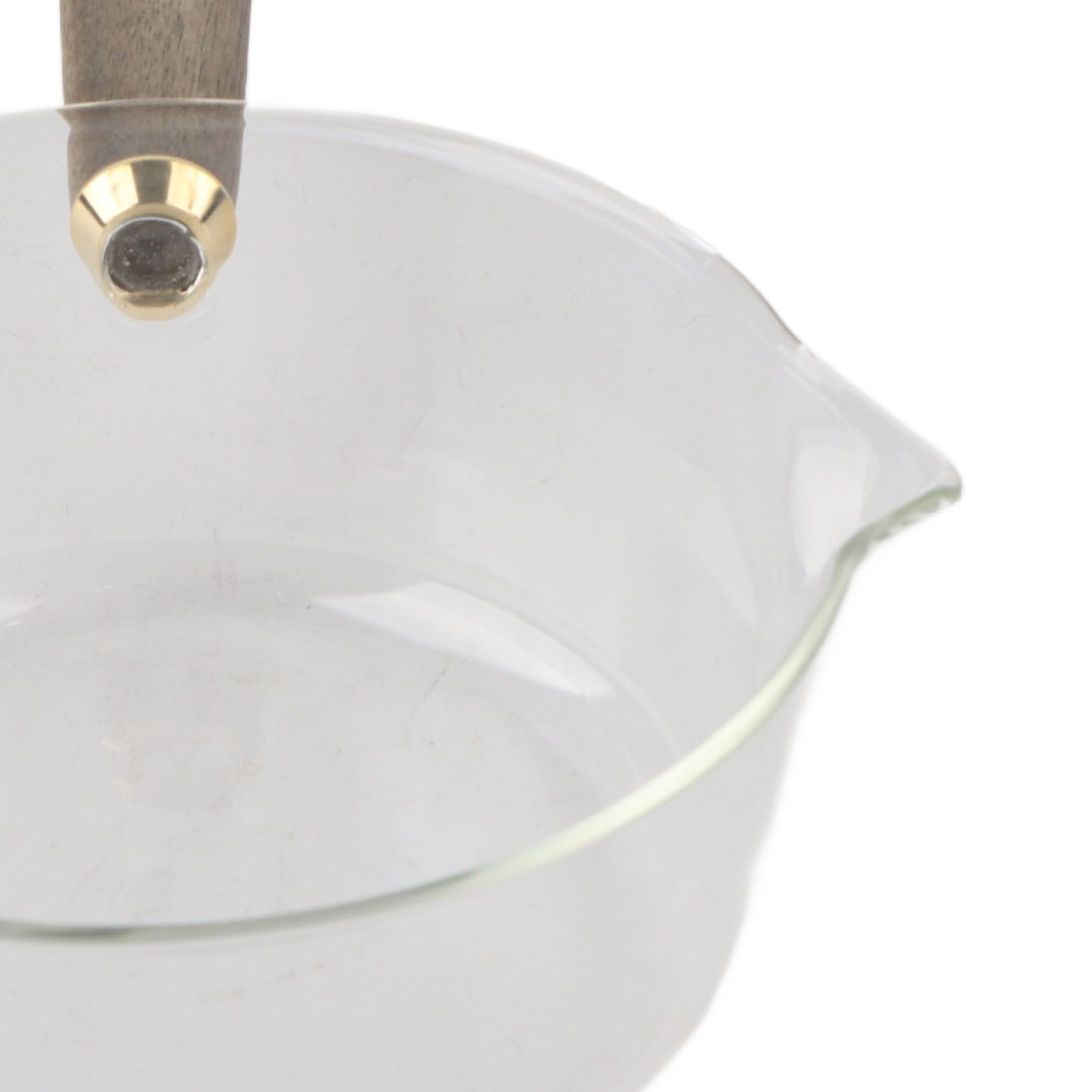 Glass Milk Pot with Wooden Handle V Shaped Spout Noodles Saucepan Home Kitchen view 14