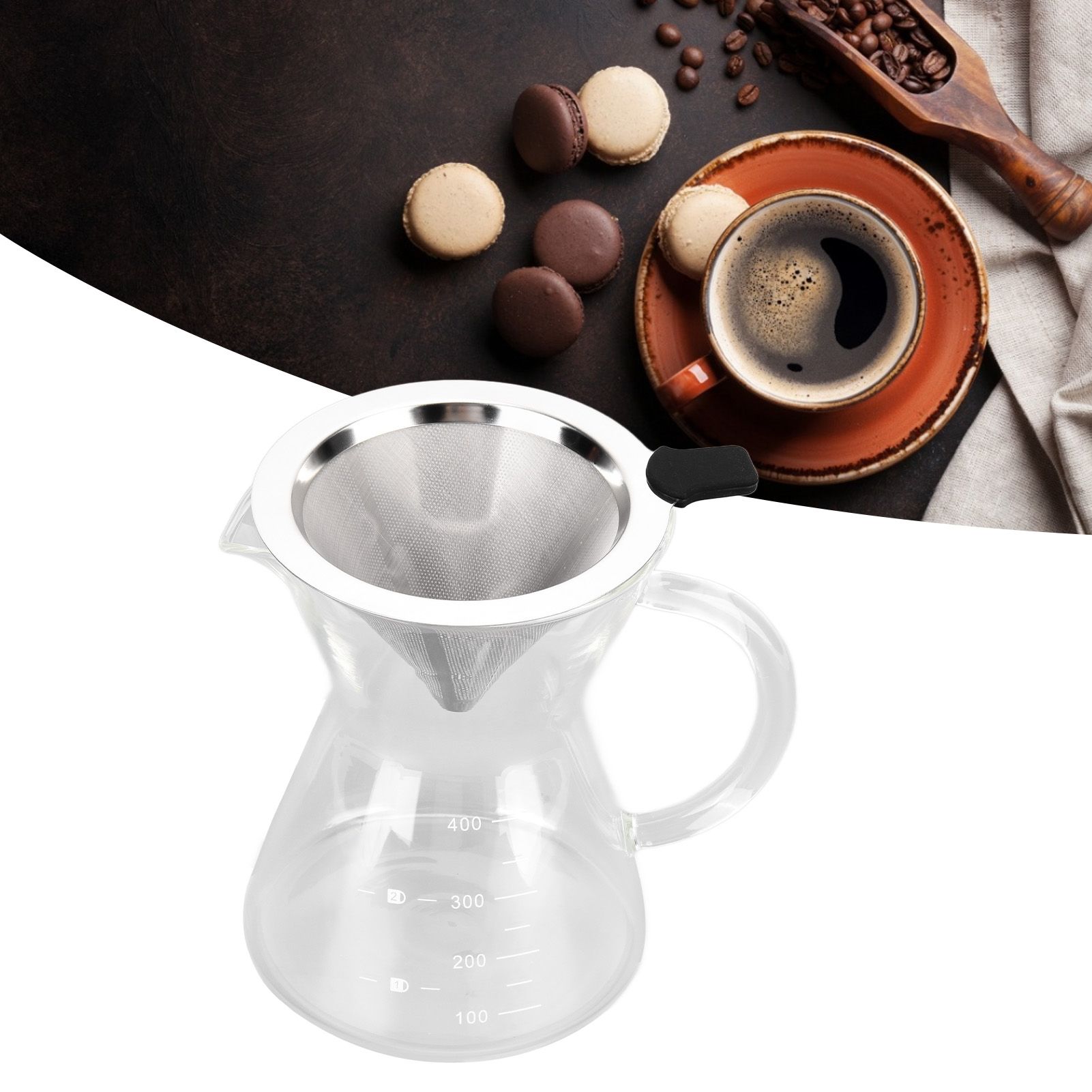 400ml Glass Coffee Pot Kettle Heat Resistant Pour Over Coffee Maker with view 11