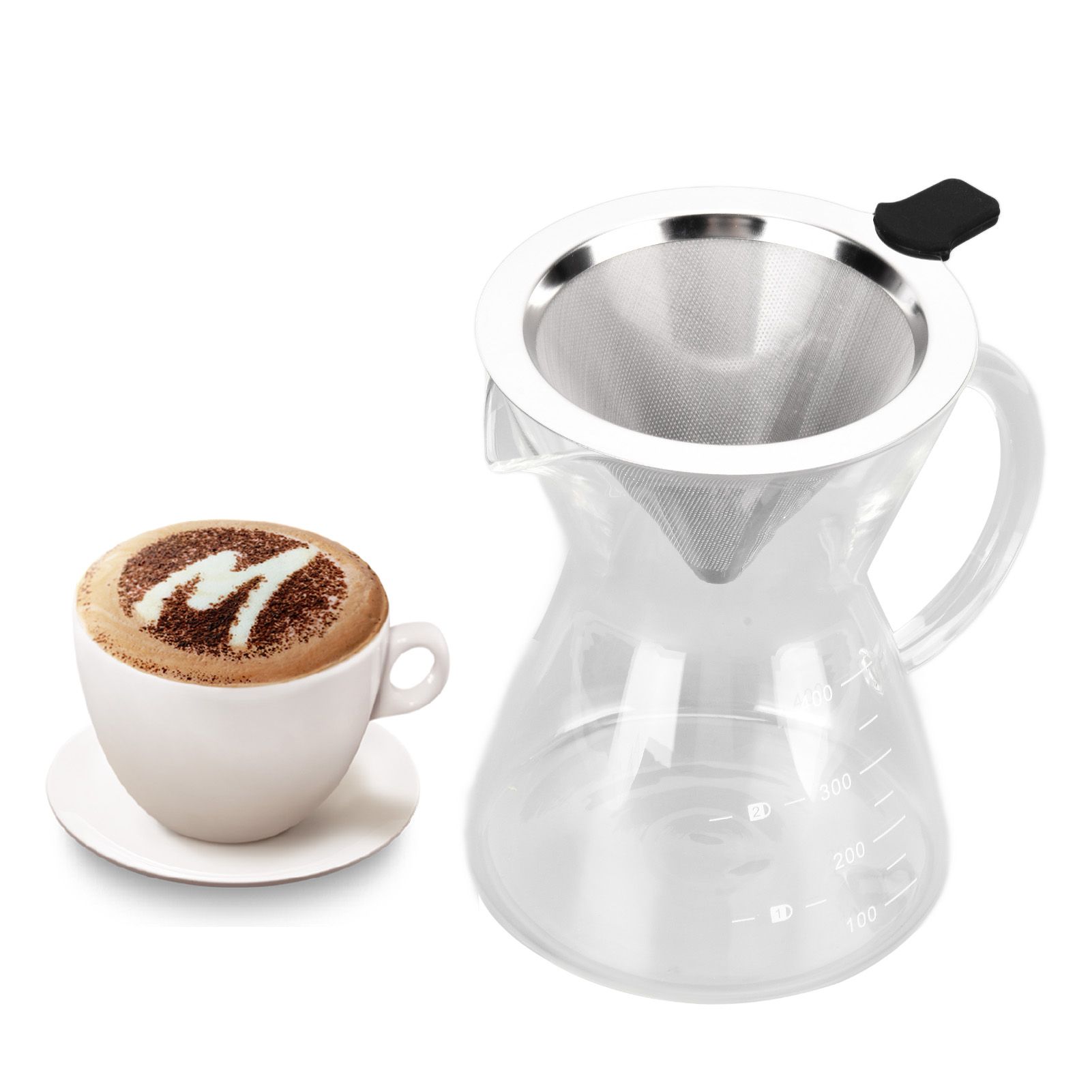 400ml Glass Coffee Pot Kettle Heat Resistant Pour Over Coffee Maker with view 12