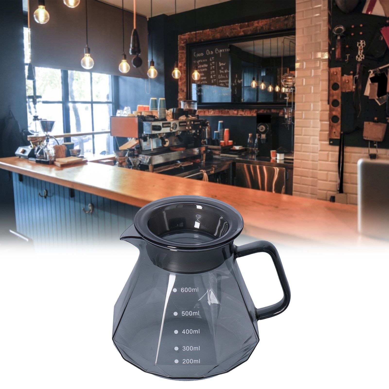 Coffee Kettle Heat Resistant Coffee Sharing Pot Transparent Black Glass Tea view 12