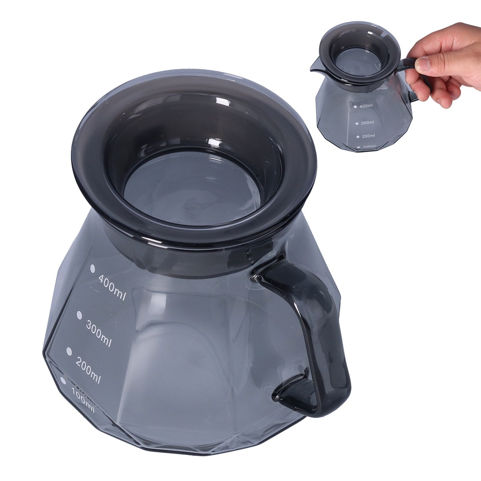 Coffee Kettle Heat Resistant Coffee Sharing Pot Transparent Black Glass Tea view 9