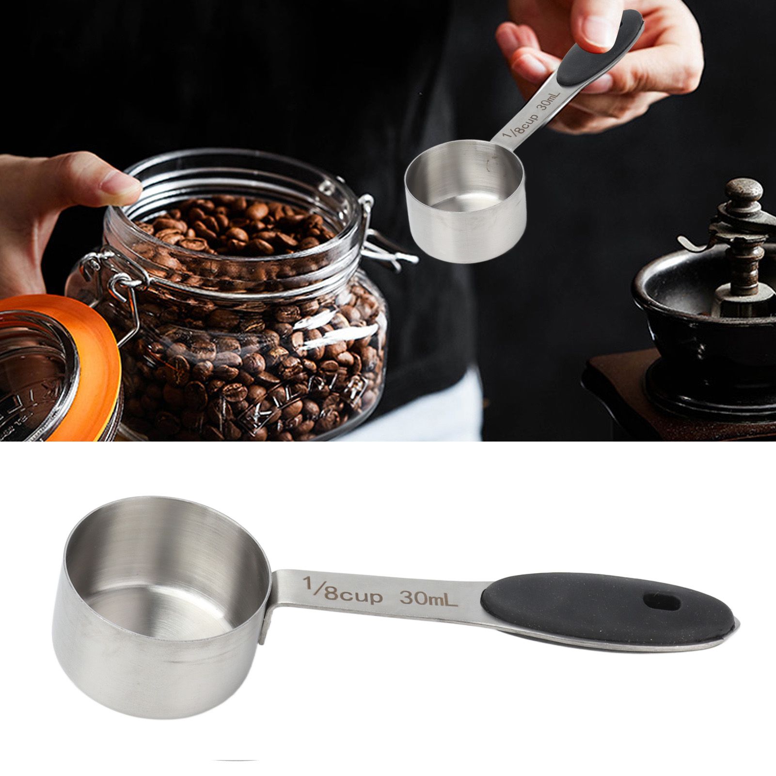 30ml Coffee Measuring Scoop 1/8 Cup Stainless Steel Tablespoon Large Capacity view 11