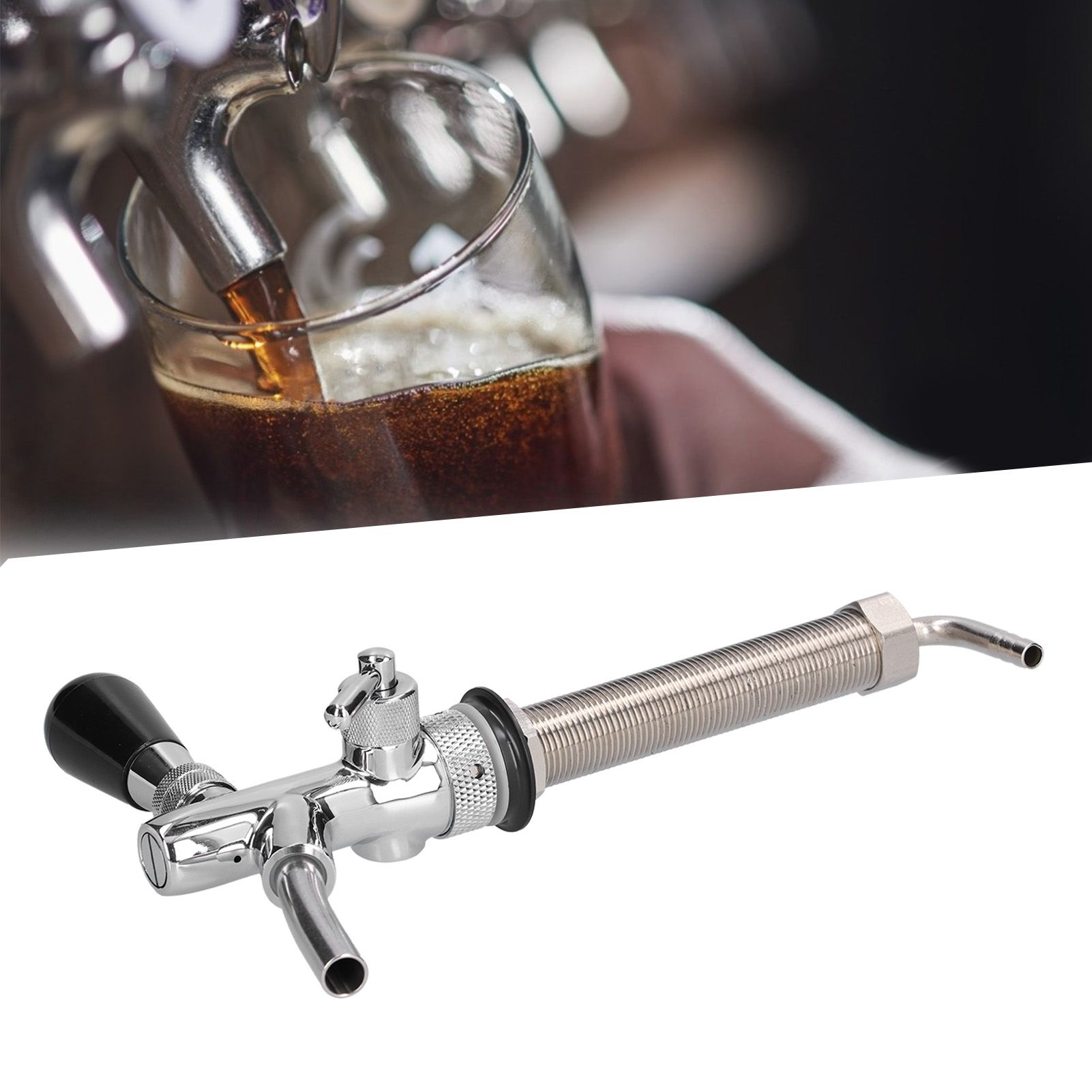 Draft Beer Adjustable Faucet Chrome Plated Stainless Steel G5/8 Shank Beer Tap view 11