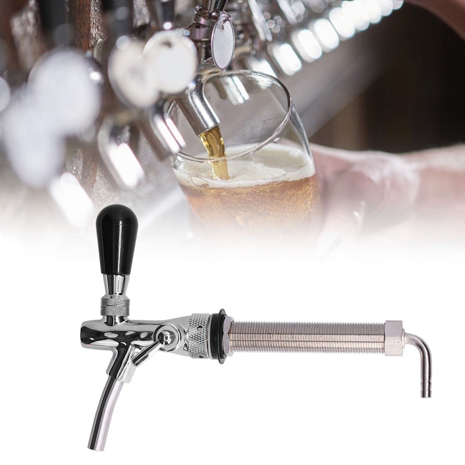 Draft Beer Adjustable Faucet Chrome Plated Stainless Steel G5/8 Shank Beer Tap view 12