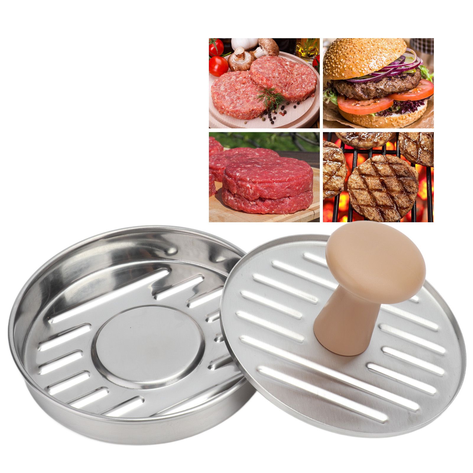 Hamburger Meat Press Stainless Steel Burger Making Tool with Plastic Handle view 11