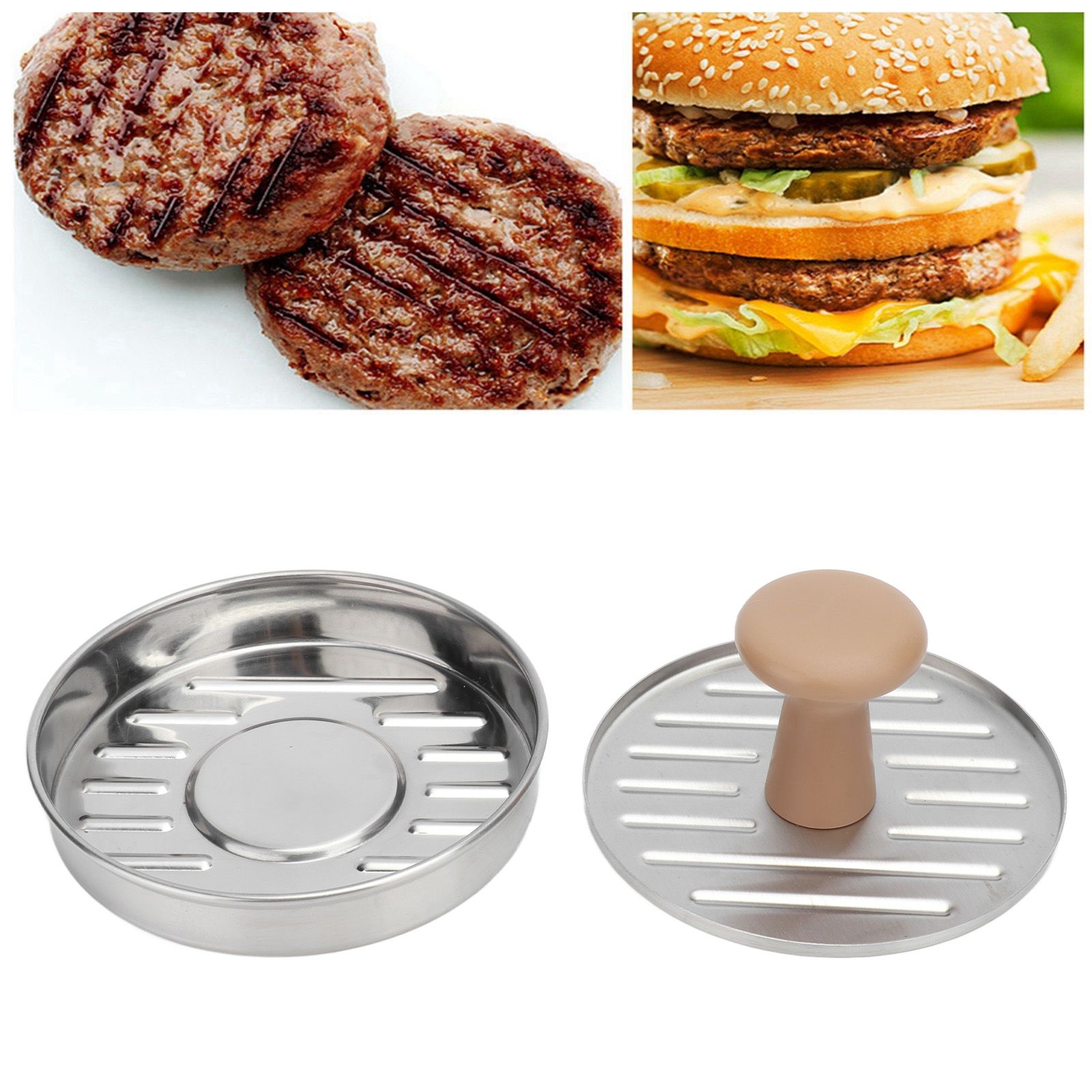 Hamburger Meat Press Stainless Steel Burger Making Tool with Plastic Handle view 12