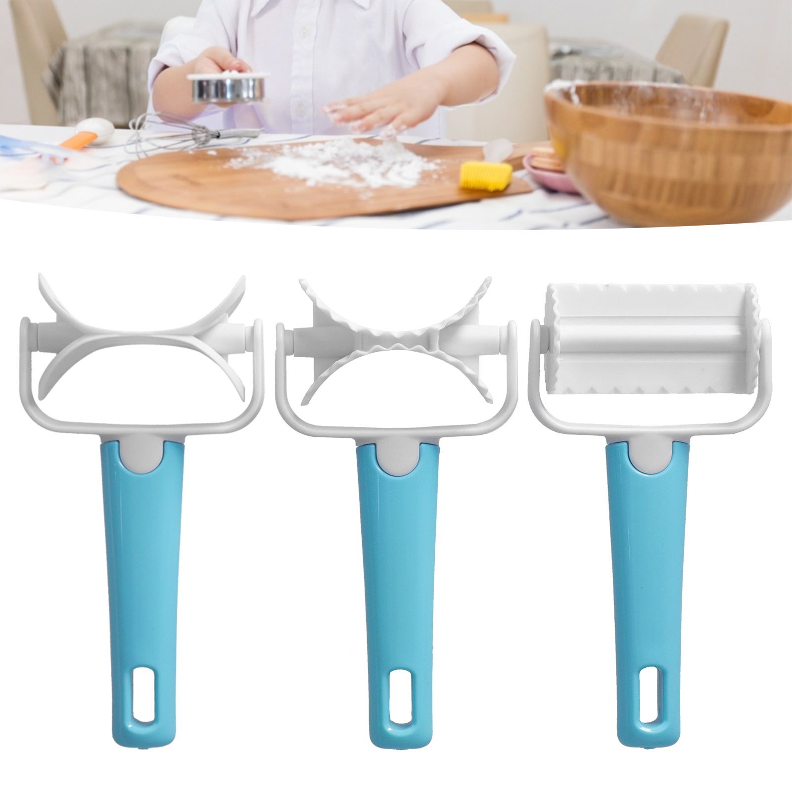 3Pcs/Set DIY Dough Cutter Roller Baking Accessory for Wonton Biscuit Cookies view 11