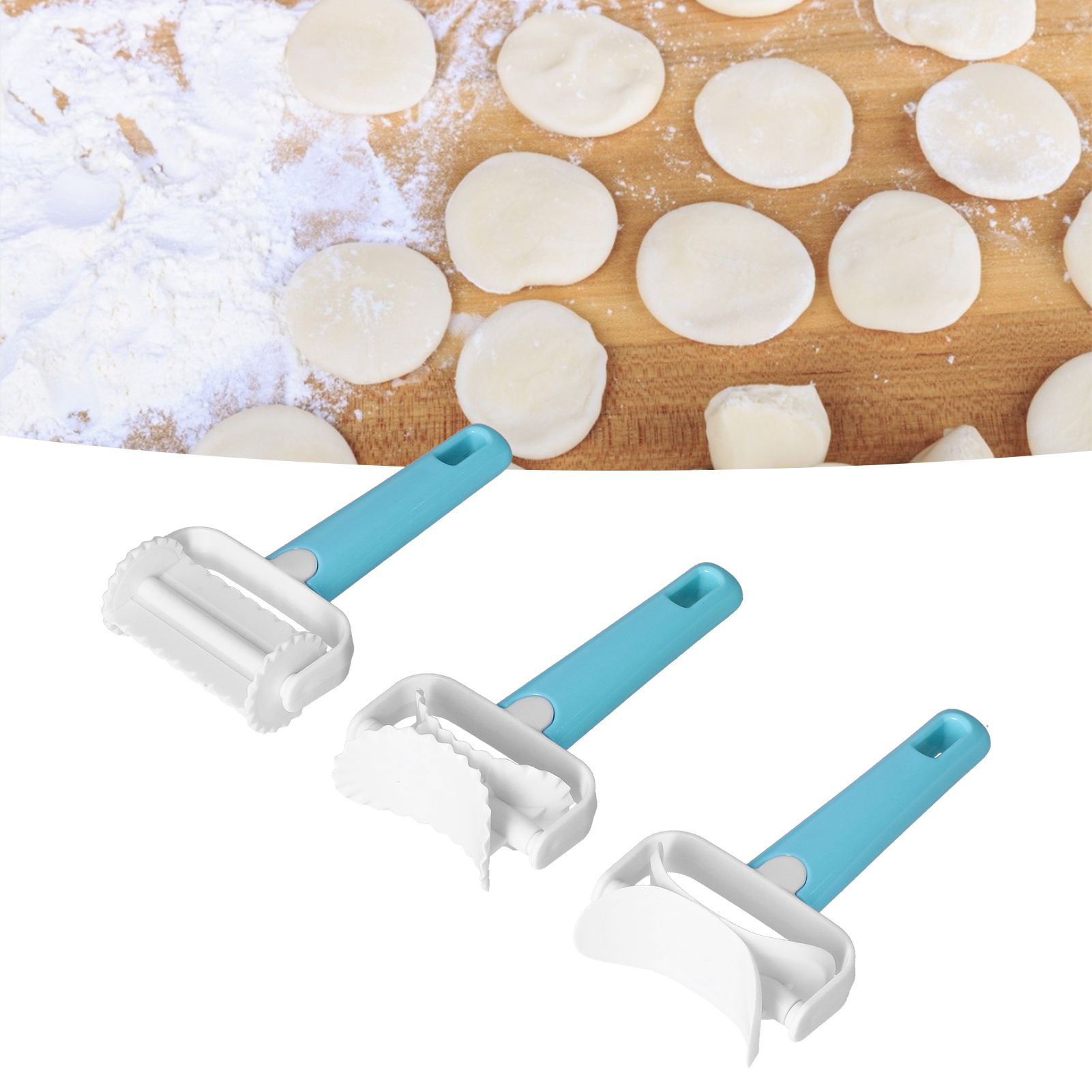 3Pcs/Set DIY Dough Cutter Roller Baking Accessory for Wonton Biscuit Cookies view 12