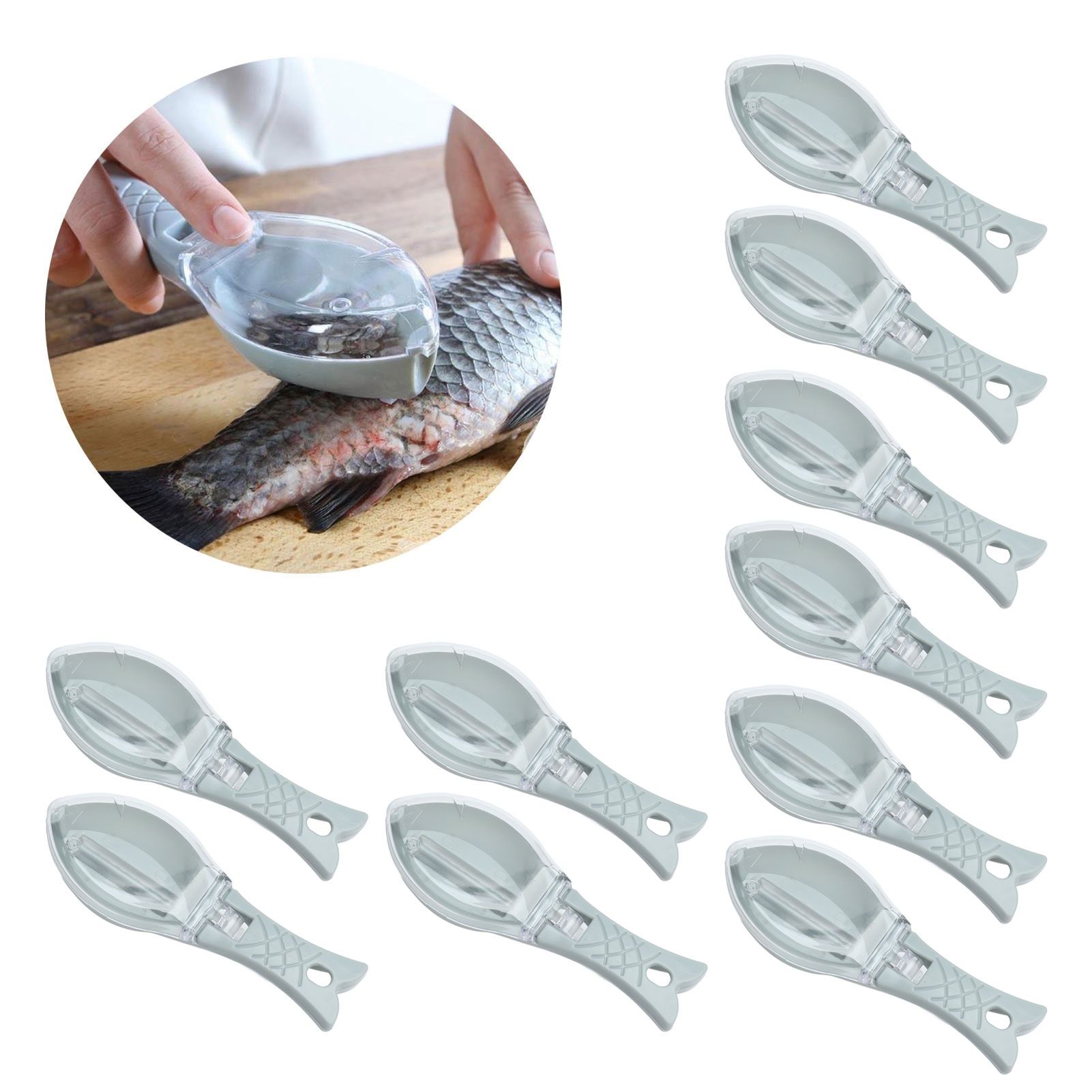 10Pcs Fish Scale Remover Portable Hand Held Hangable Compact Efficient Fish view 11