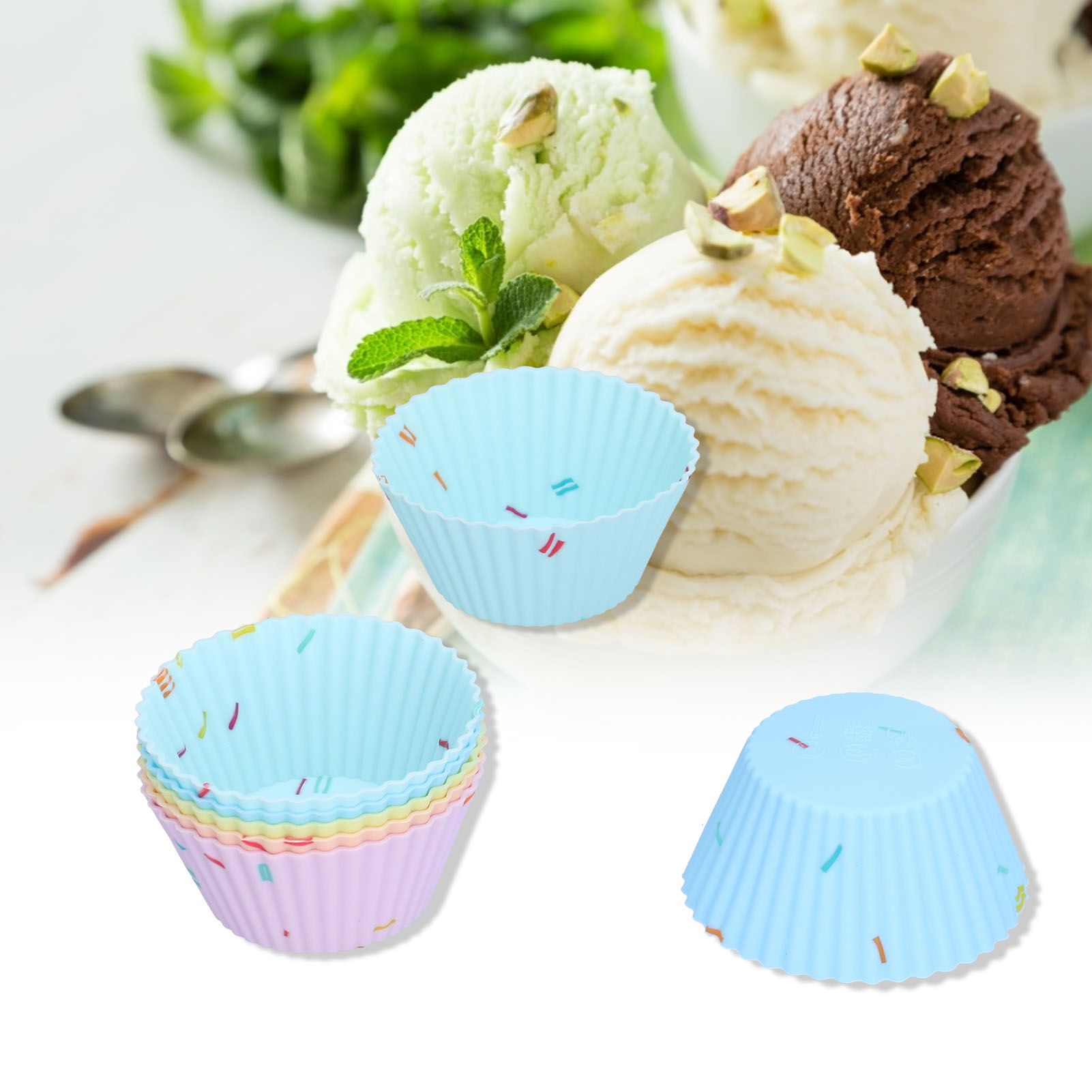 20Pcs Silicone Cupcake Mold Non Stick Reusable Baking Molds for Muffin view 11