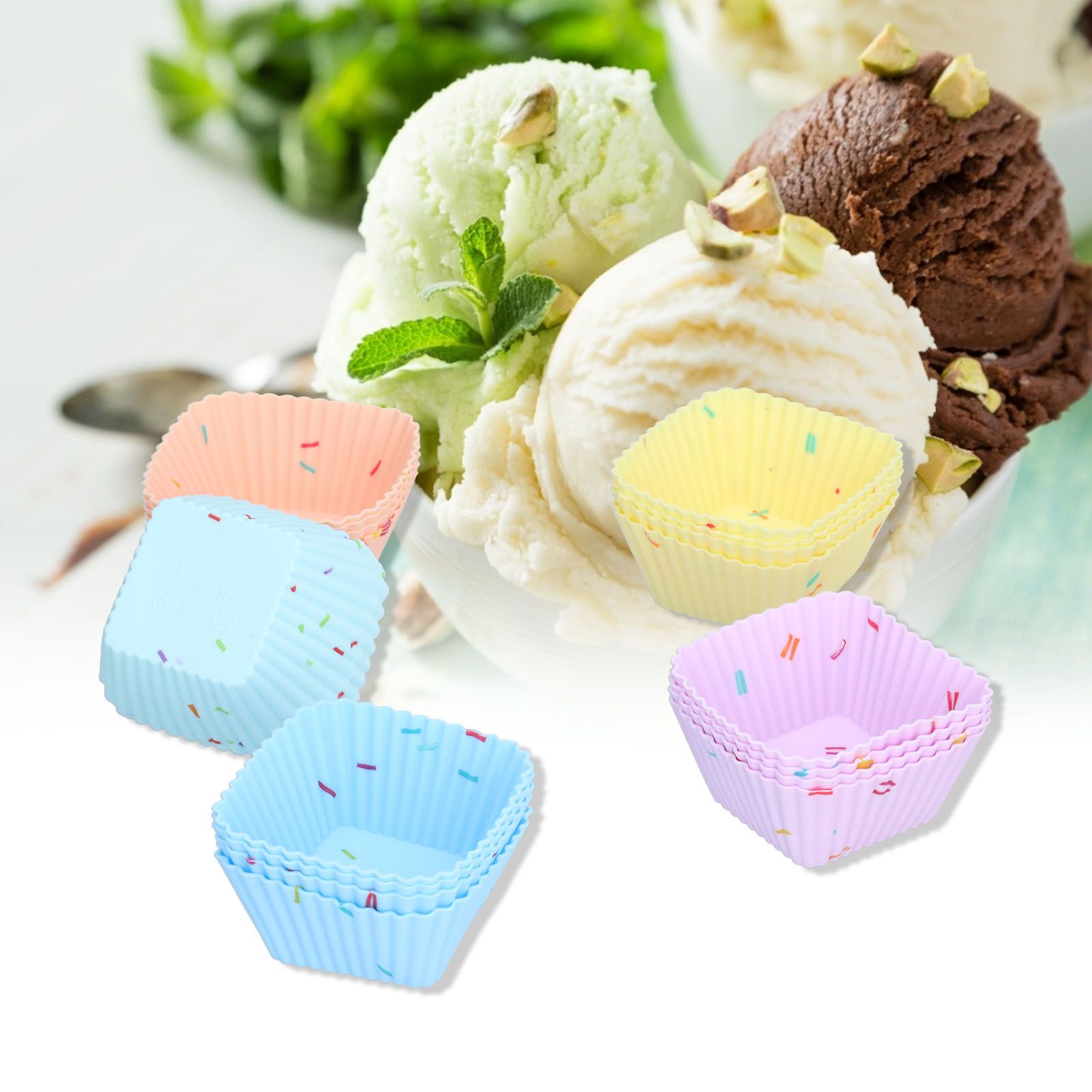 20Pcs Silicone Cupcake Mold Non Stick Reusable Baking Molds for Muffin view 11