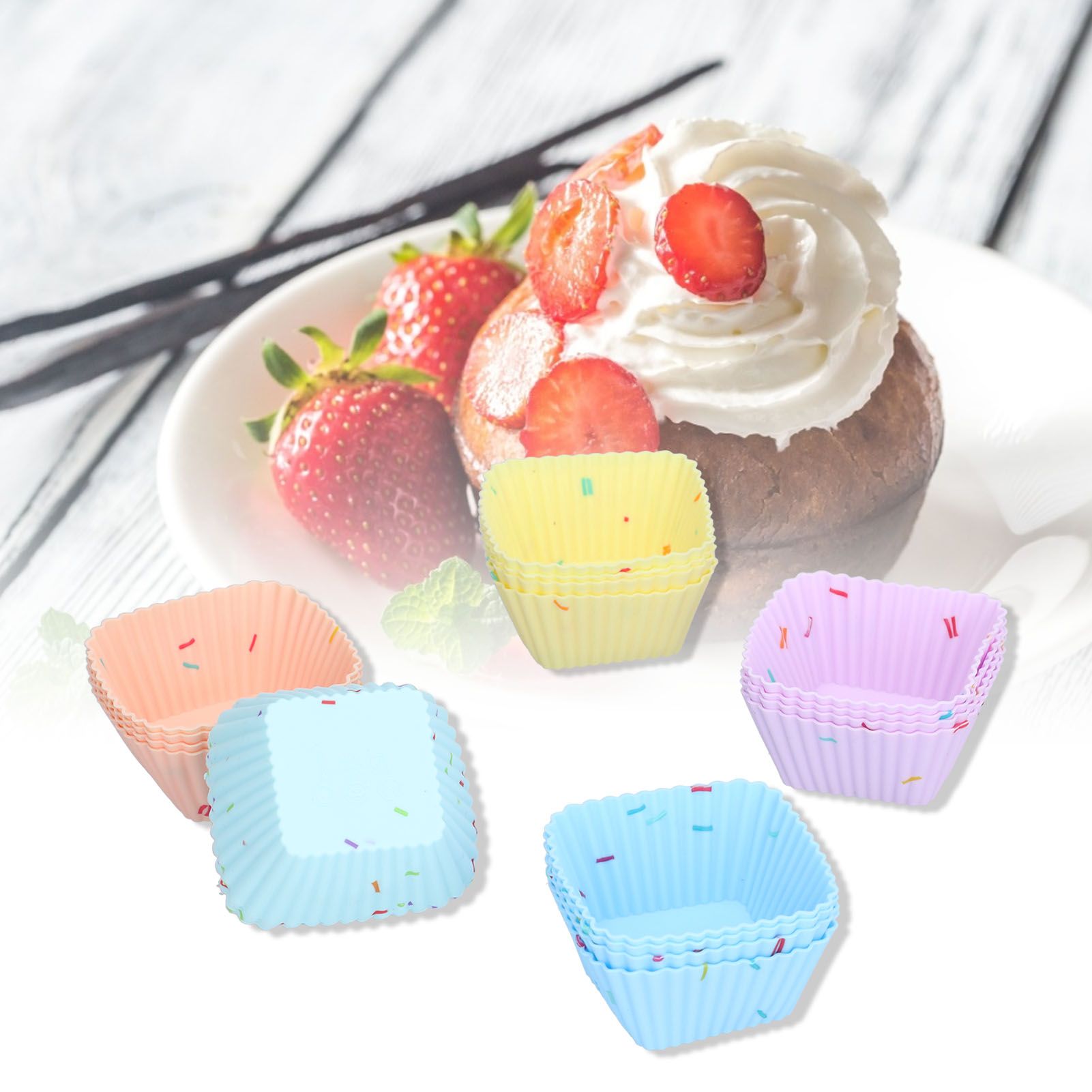 20Pcs Silicone Cupcake Mold Non Stick Reusable Baking Molds for Muffin view 12