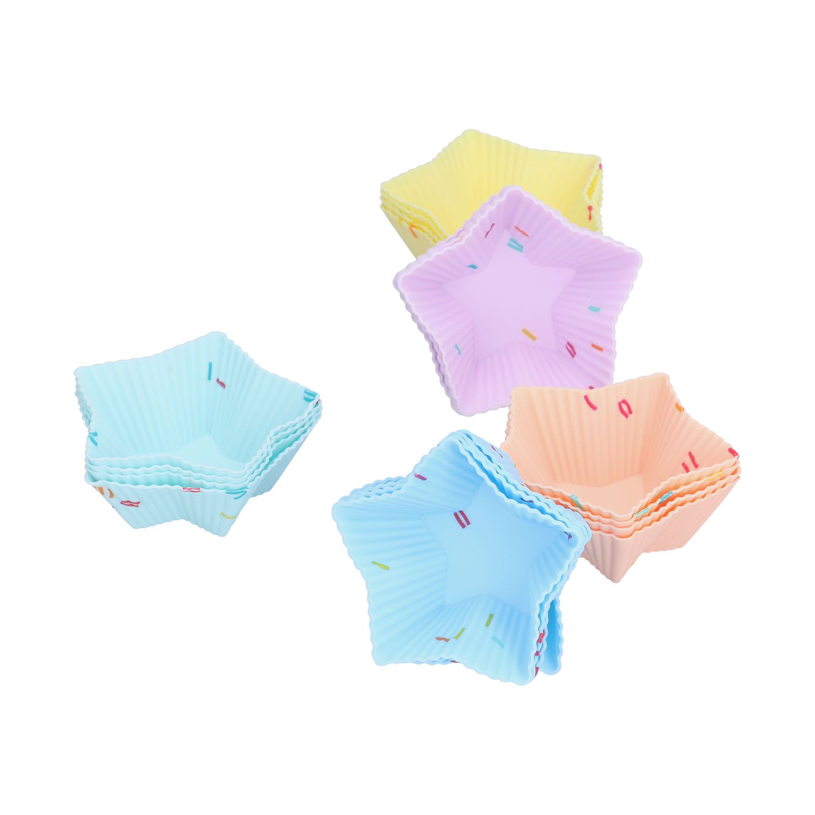 20pcs Silicone Baking Cups Bright Colors Cute Shapes Reusable Cake Making