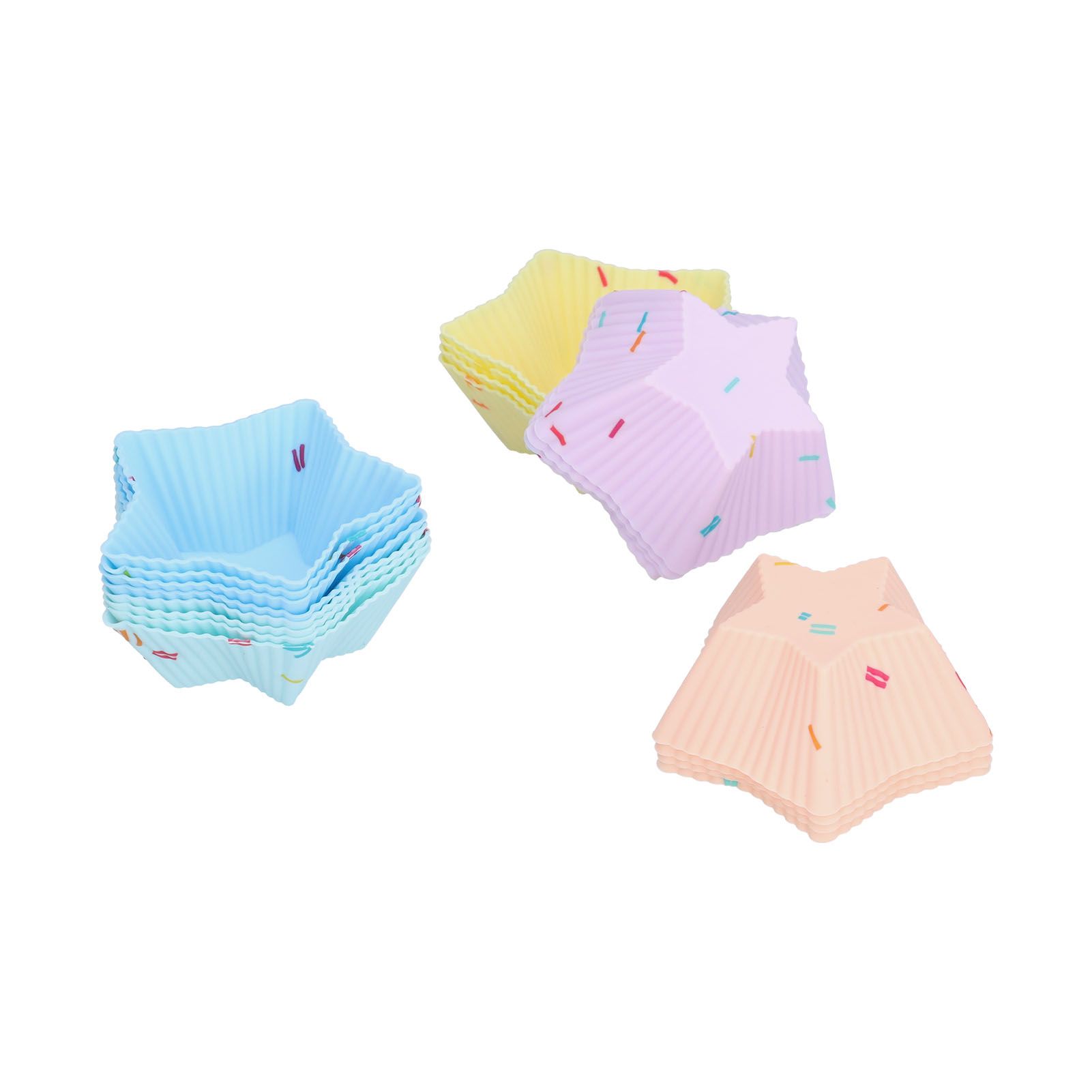 20pcs Silicone Baking Cups Bright Colors Cute Shapes Reusable Cake Making view 2