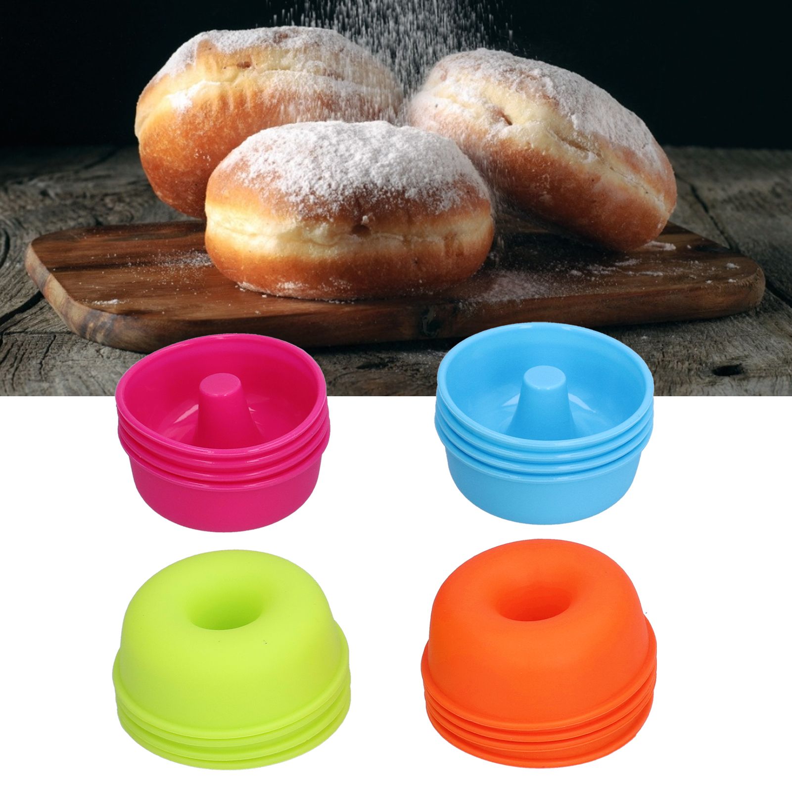 16pcs Donut Mold Bright Colors Reusable Cleanable Reliable Baking Cups for view 11