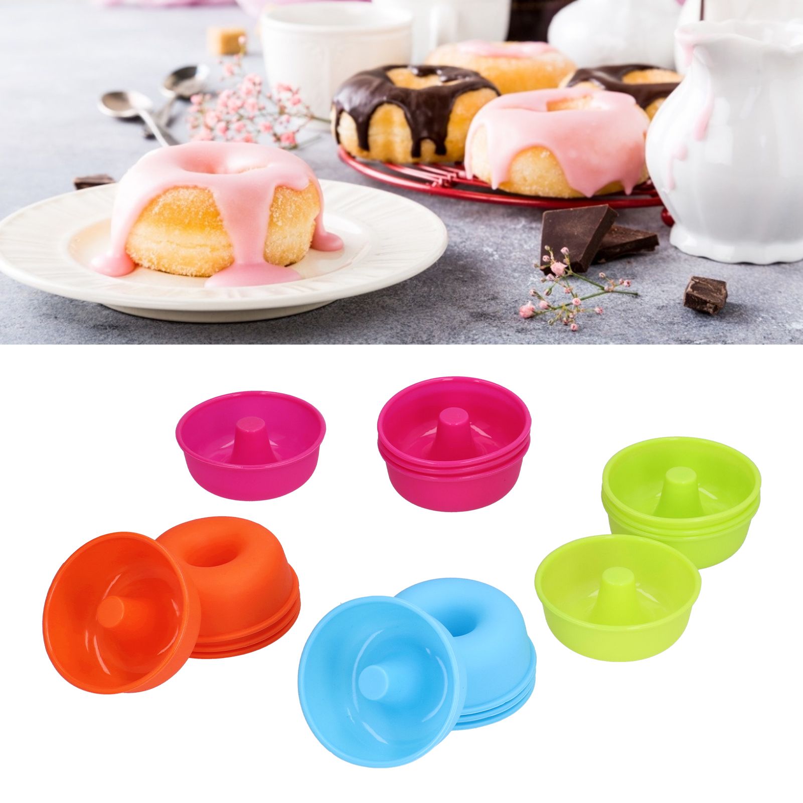 16pcs Donut Mold Bright Colors Reusable Cleanable Reliable Baking Cups for view 12