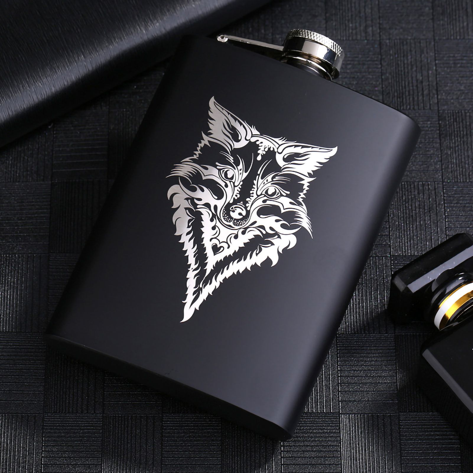 8OZ Black Matte Whisky Bottle Wine Pot Portable Flagon Stainless Steel Flask