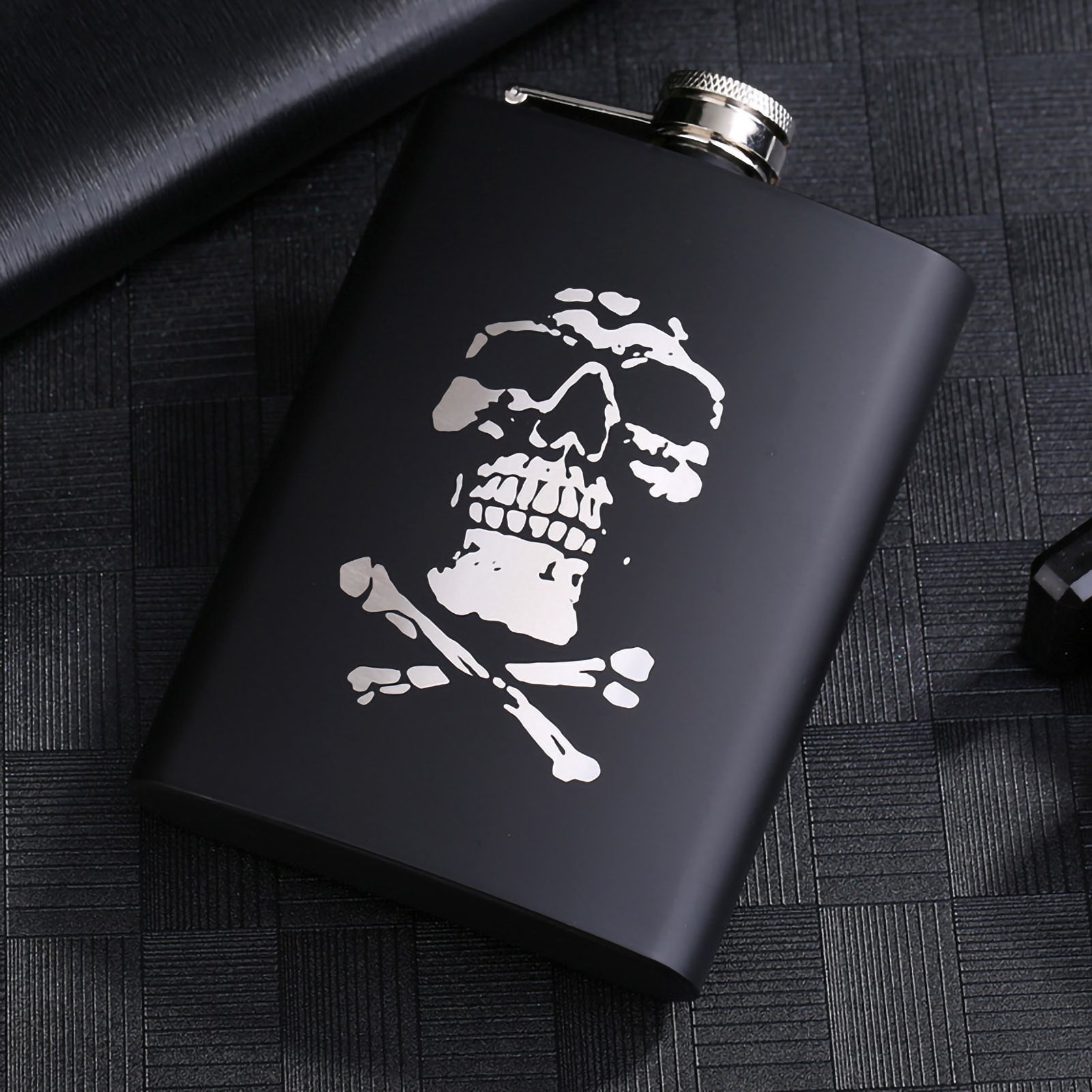 8OZ Black Matte Whisky Bottle Wine Pot Portable Flagon Stainless Steel Flask