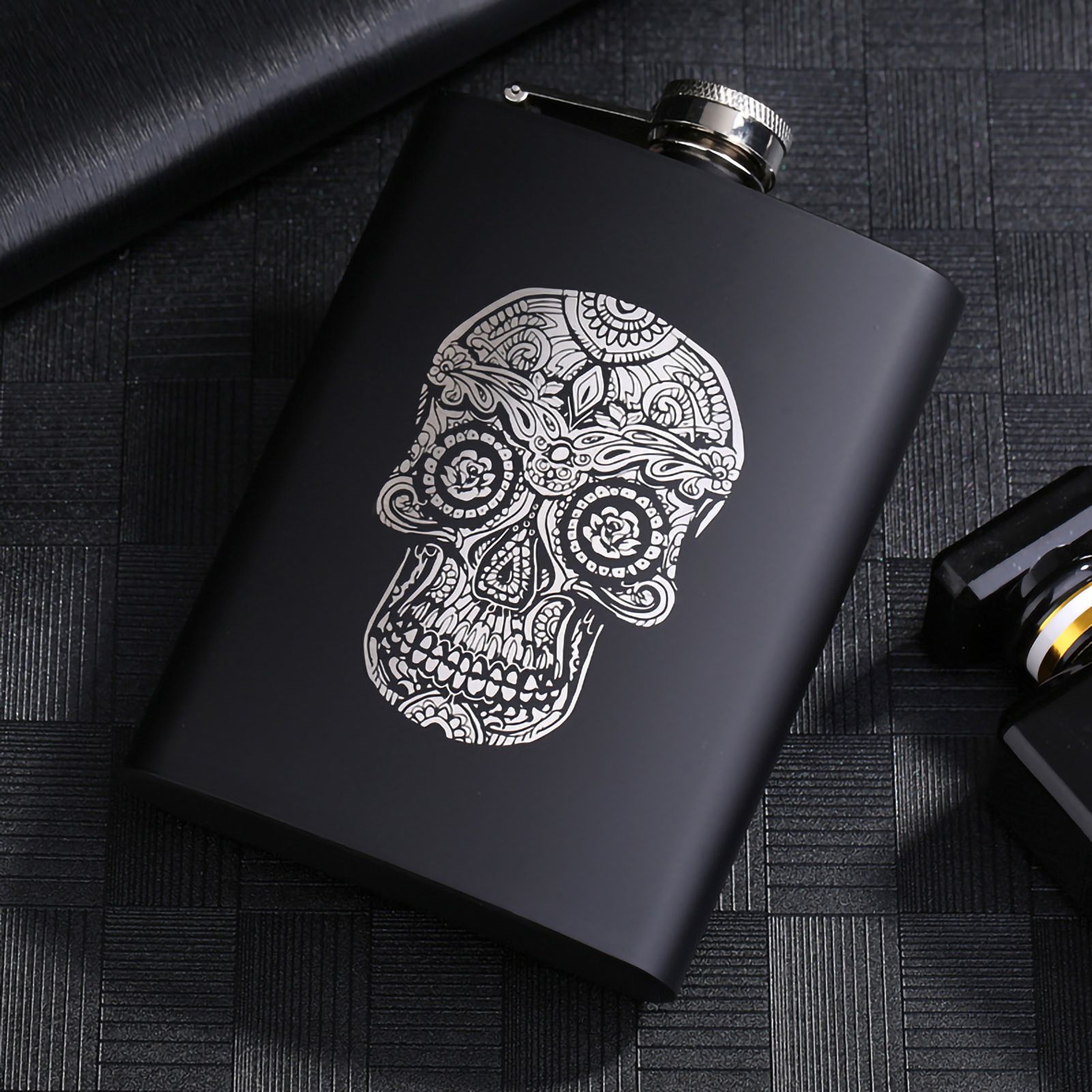 8OZ Black Matte Whisky Bottle Wine Pot Portable Flagon Stainless Steel Flask