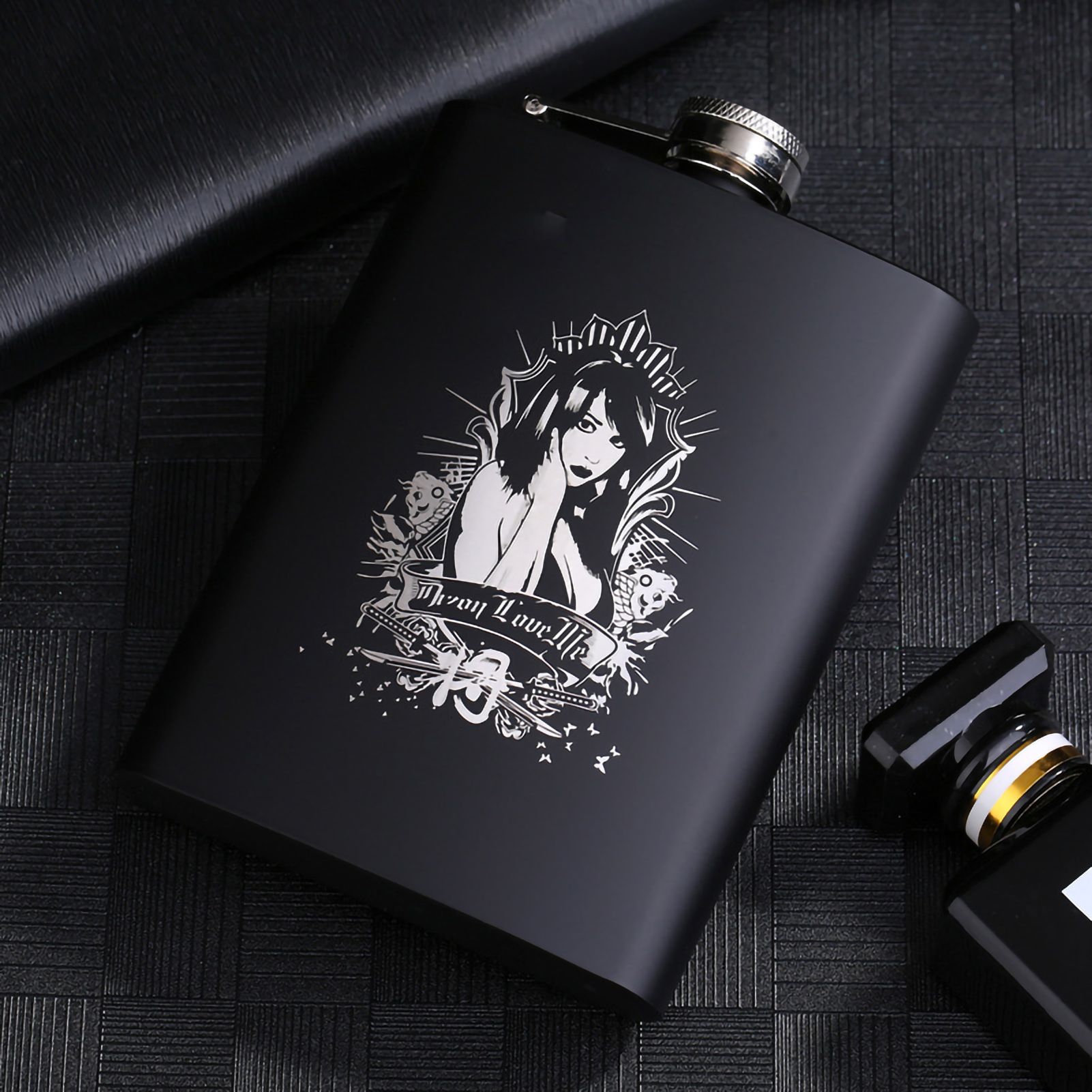 8OZ Black Matte Whisky Bottle Wine Pot Portable Flagon Stainless Steel Flask