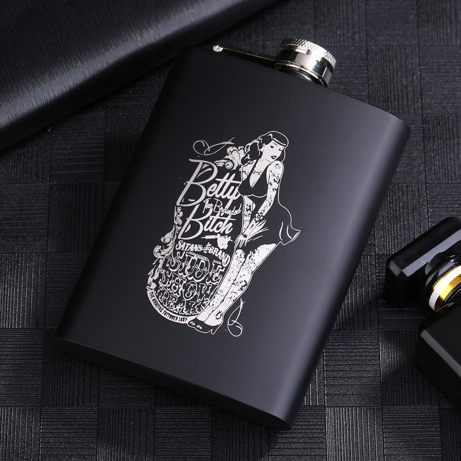 8OZ Black Matte Whisky Bottle Wine Pot Portable Flagon Stainless Steel Flask