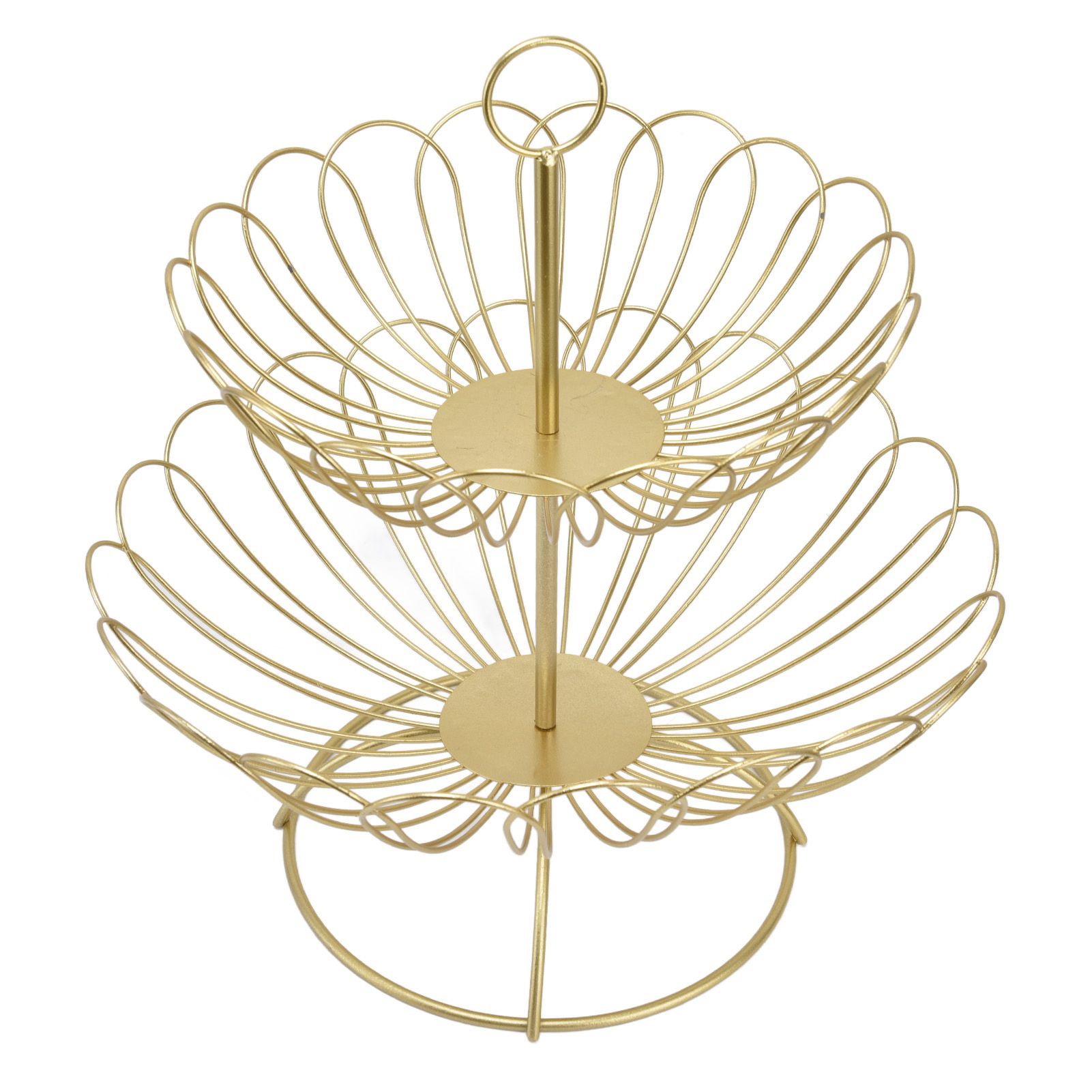 2 Tier Fruit Bowl Modern Nordic Design Geometric Detachable Gold Fruit Basket view 2