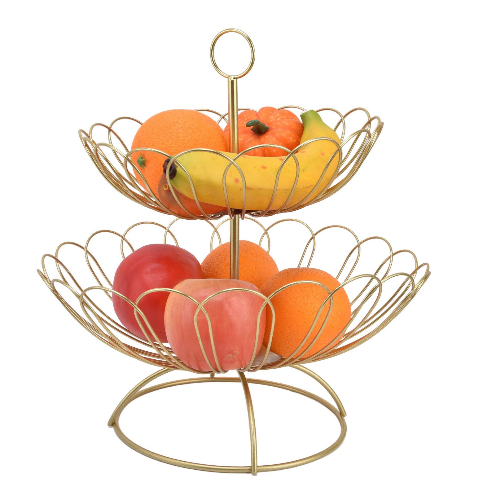 2 Tier Fruit Bowl Modern Nordic Design Geometric Detachable Gold Fruit Basket view 3