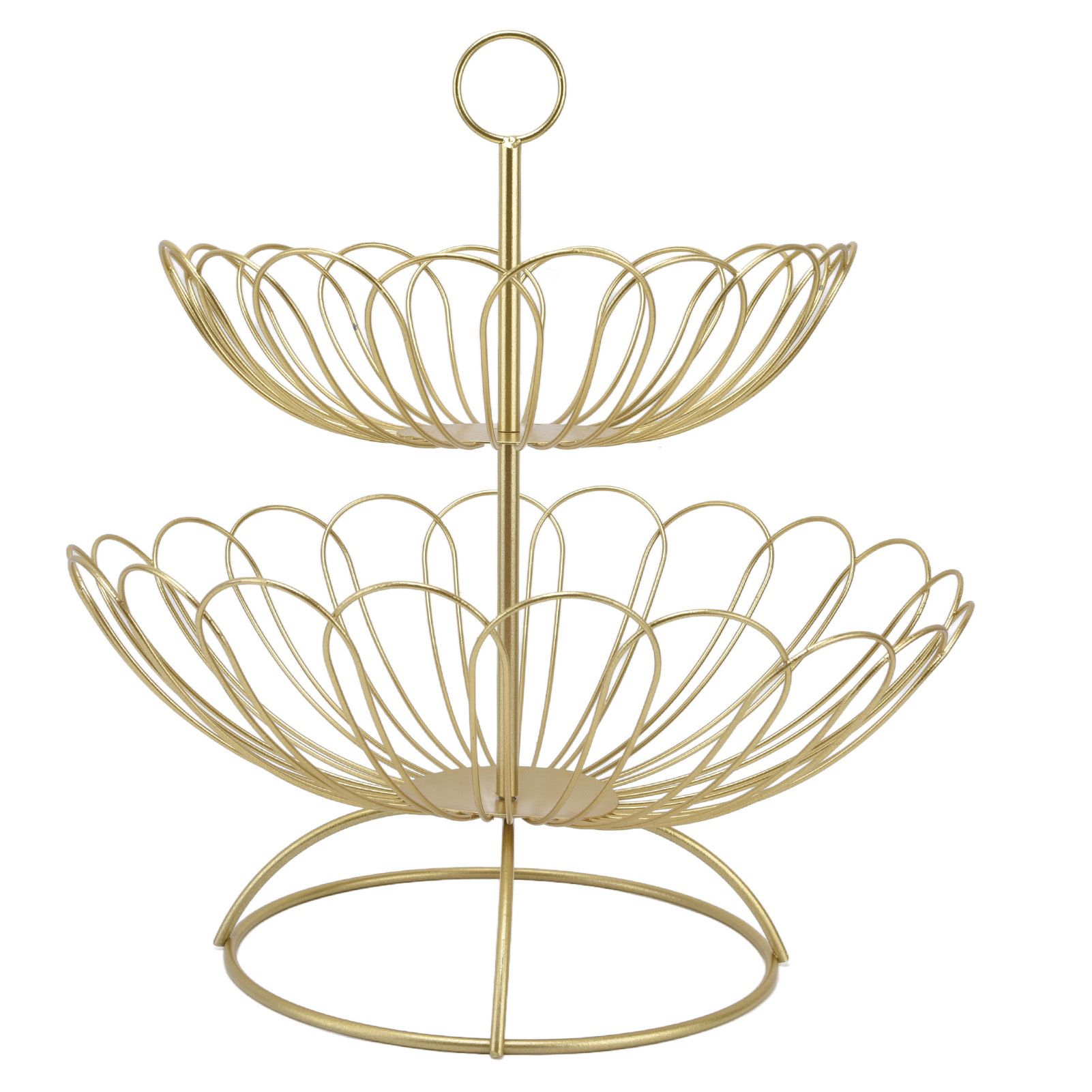 2 Tier Fruit Bowl Modern Nordic Design Geometric Detachable Gold Fruit Basket view 4
