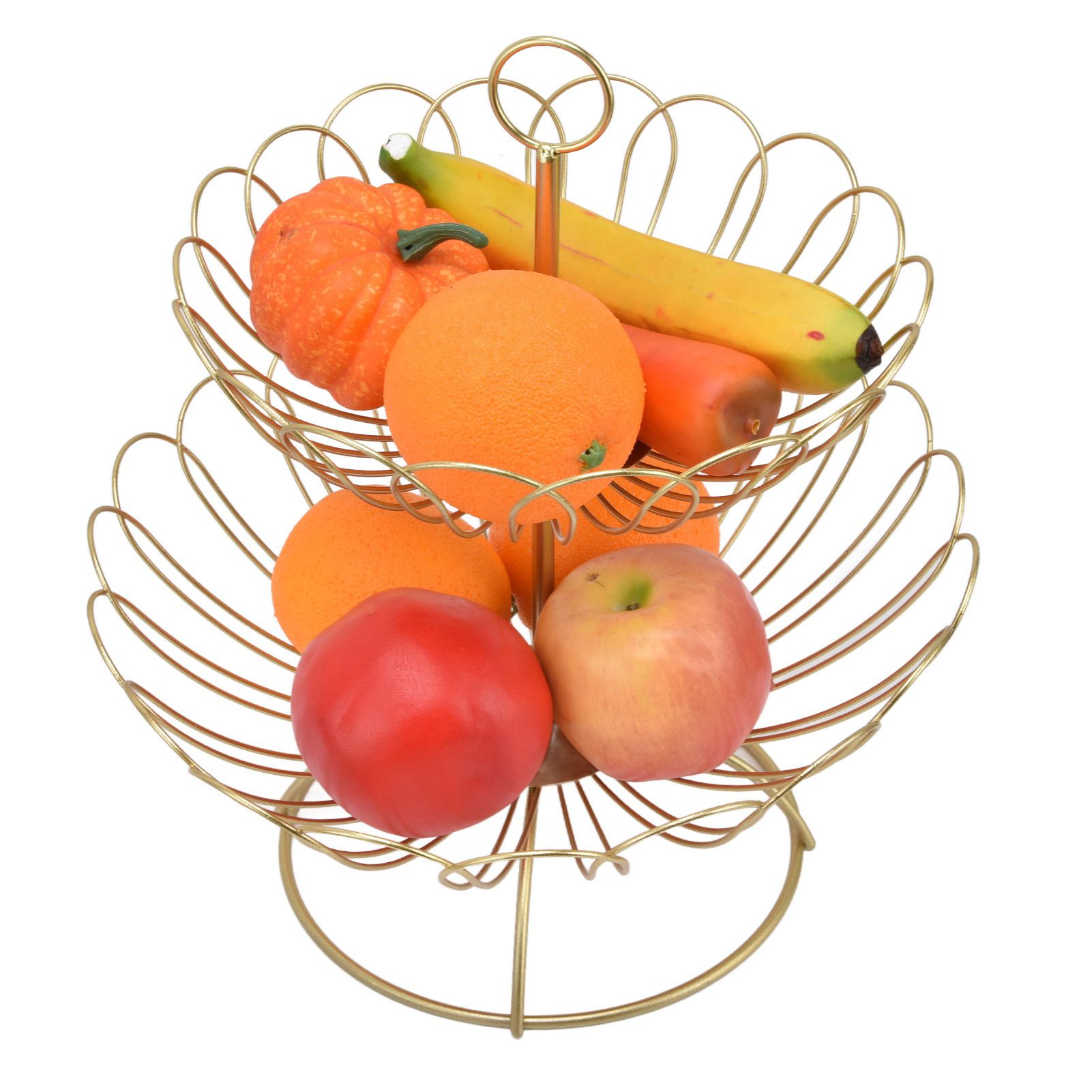2 Tier Fruit Bowl Modern Nordic Design Geometric Detachable Gold Fruit Basket view 5