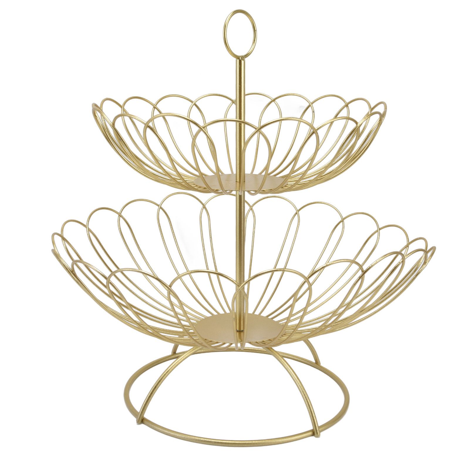 2 Tier Fruit Bowl Modern Nordic Design Geometric Detachable Gold Fruit Basket view 6