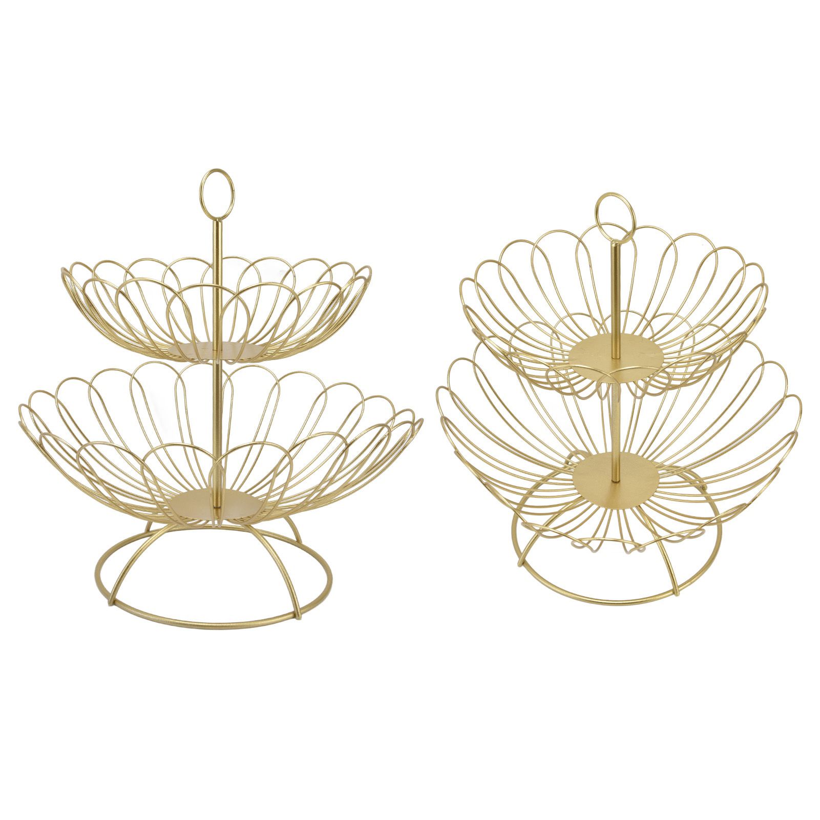 2 Tier Fruit Bowl Modern Nordic Design Geometric Detachable Gold Fruit Basket view 8