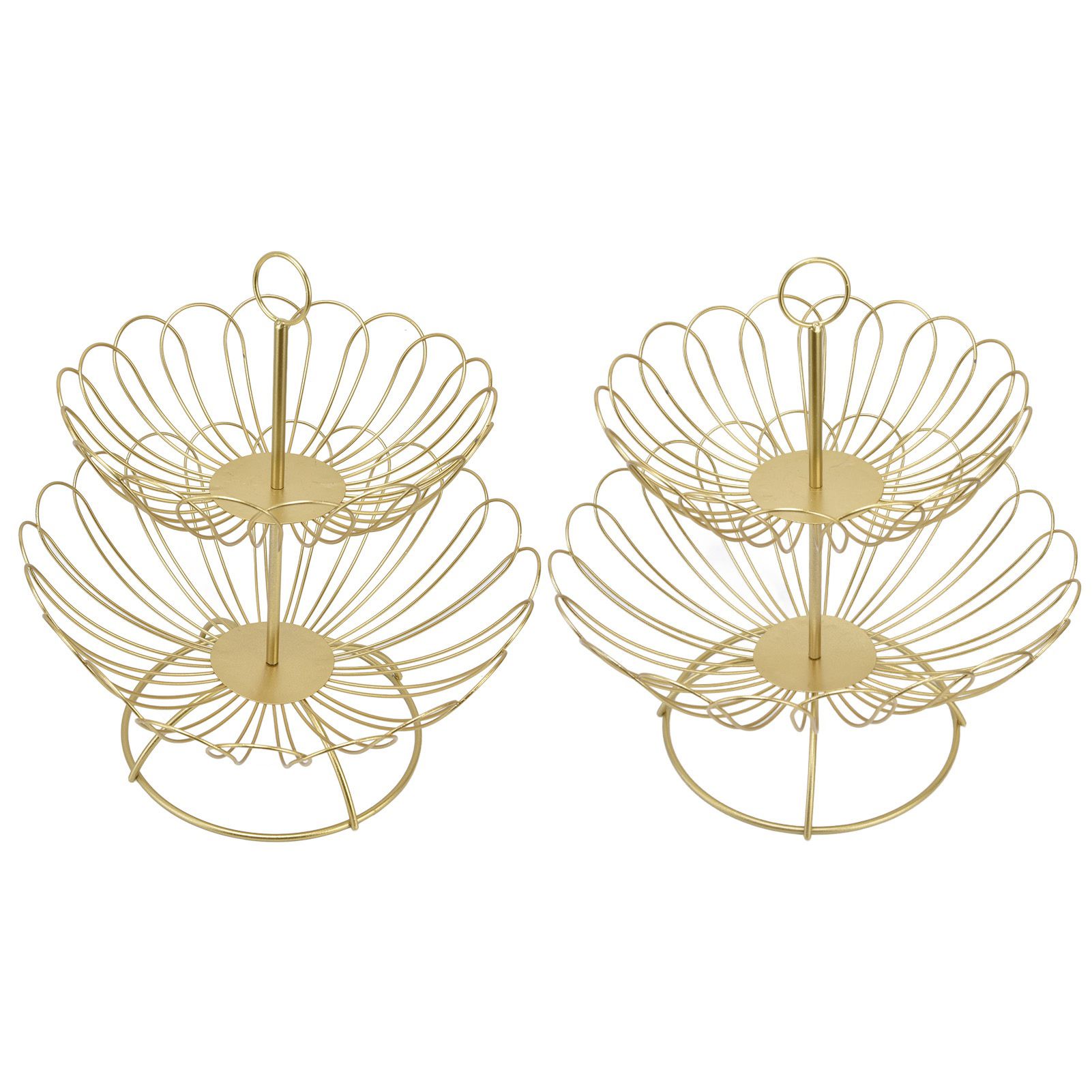 2 Tier Fruit Bowl Modern Nordic Design Geometric Detachable Gold Fruit Basket view 10