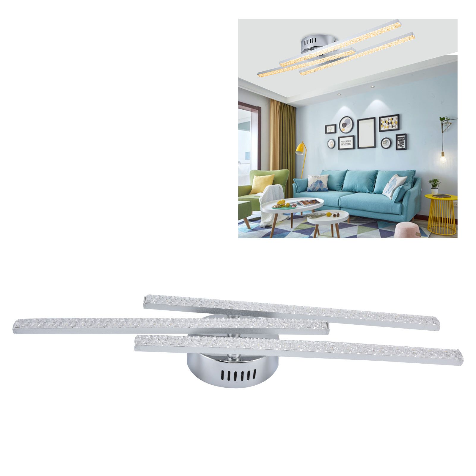 3‑Strips LED Ceiling Lamp Modern Ceiling‑Mounted Light Living Room Bedroom view 11