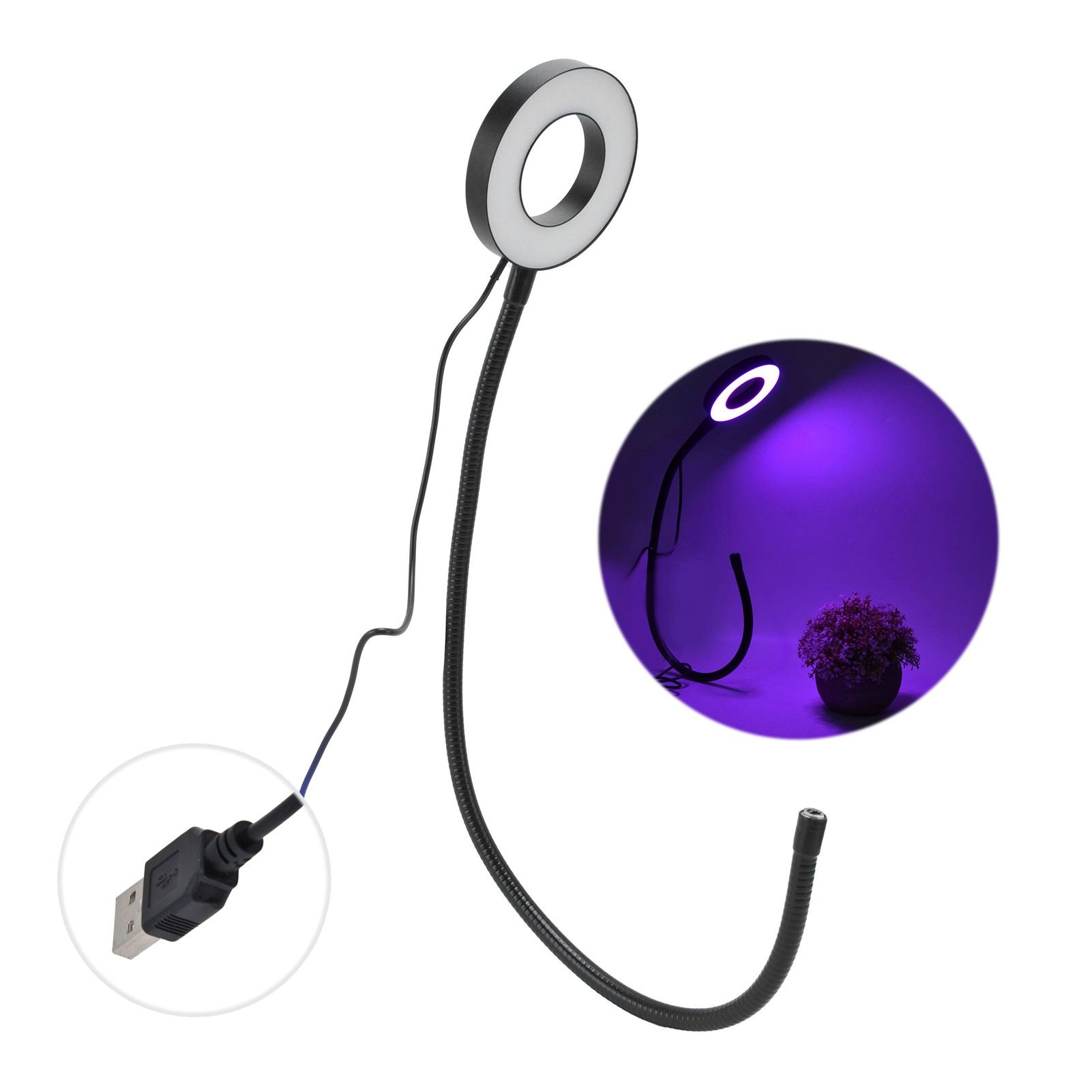 LED Plant Growth Light Full Spectrum Adjustable USB Powered Growth Lamp for