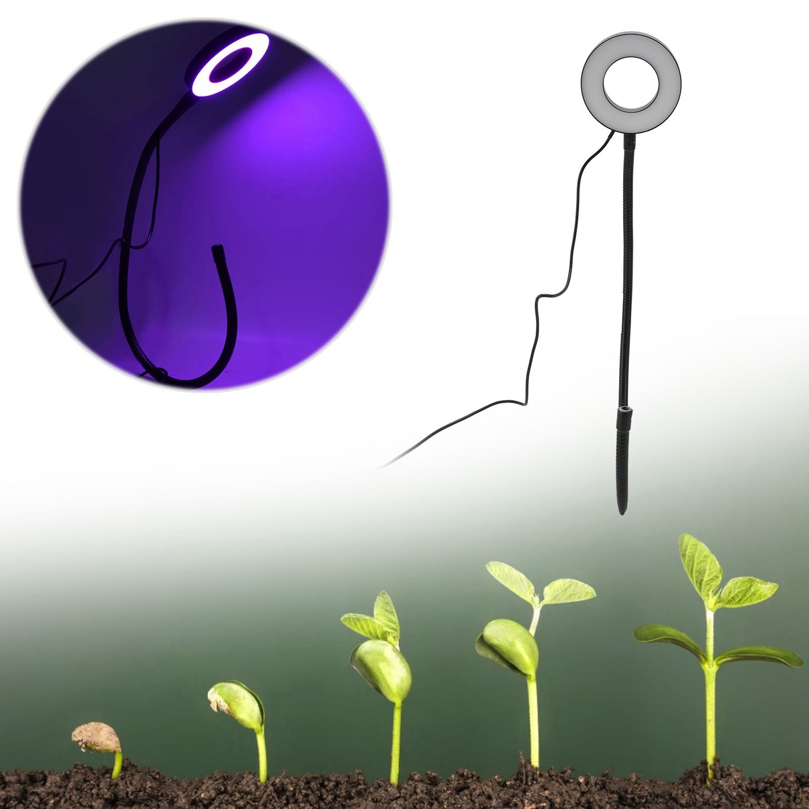 LED Plant Growth Light Full Spectrum Adjustable USB Powered Growth Lamp for view 11