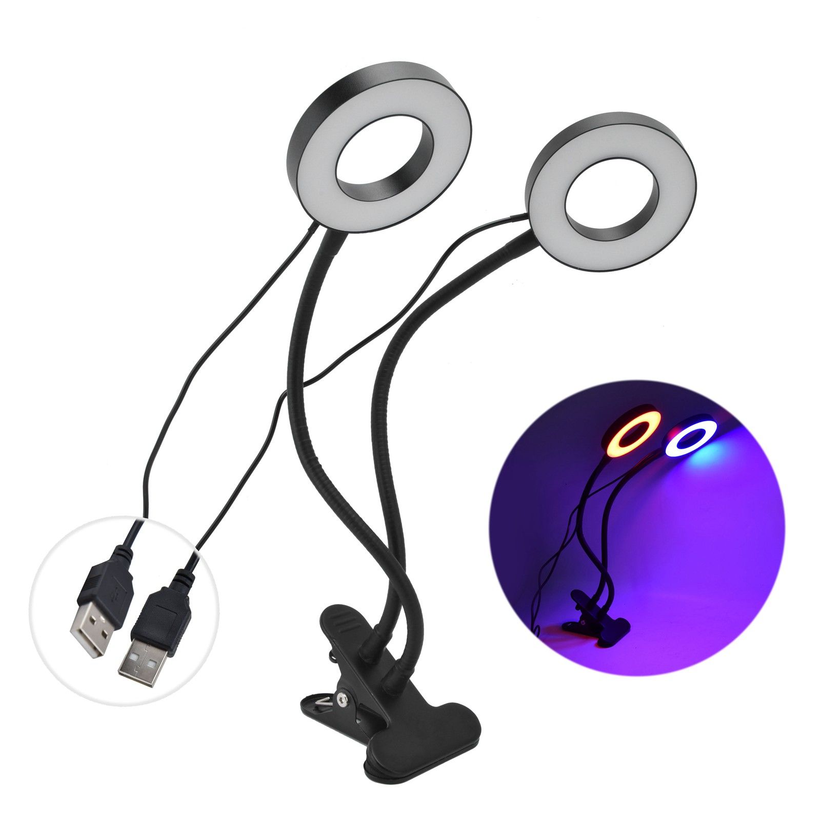 LED Grow Light Double‑End 360° Adjustable USB Powered Indoor Gooseneck Plant
