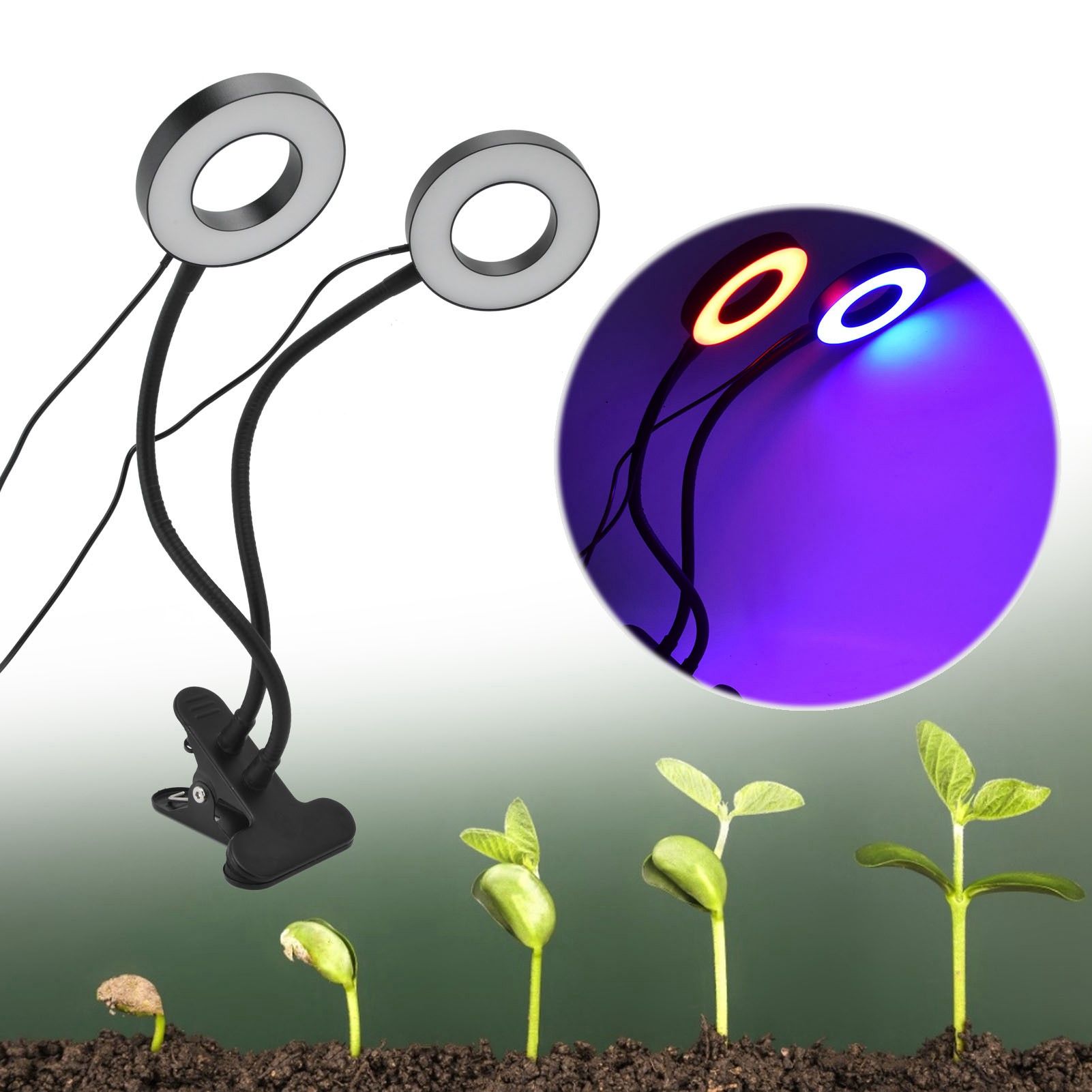LED Grow Light Double‑End 360° Adjustable USB Powered Indoor Gooseneck Plant view 11