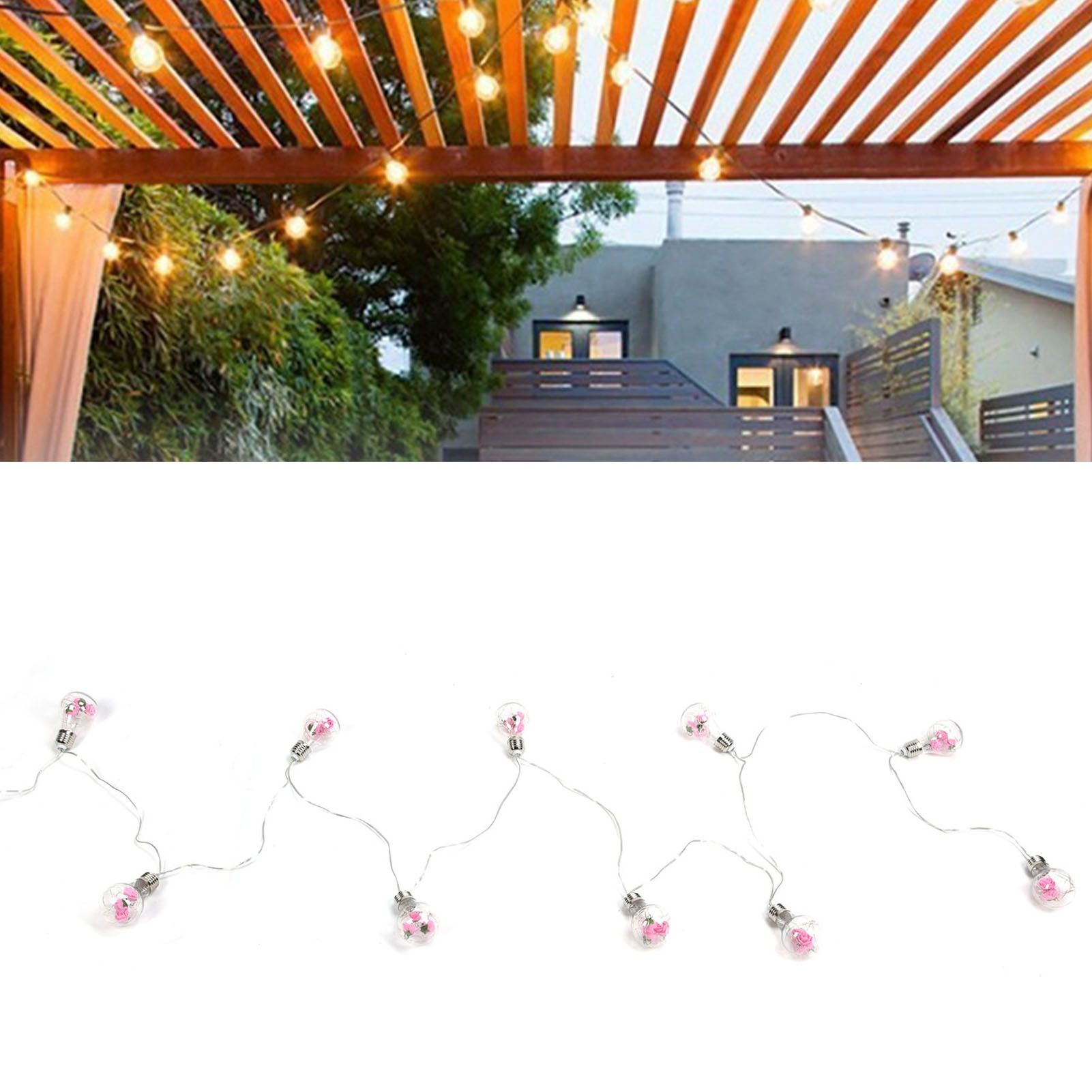 Light String 100LEDs Copper Wire Light String Artificial Rose E27 Bulb view 12
