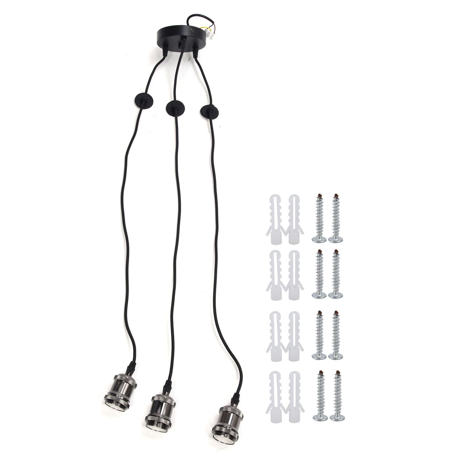 3 Arms Chandelier Lamp Holder Metal Retro Decoration Ceiling Light Socket for