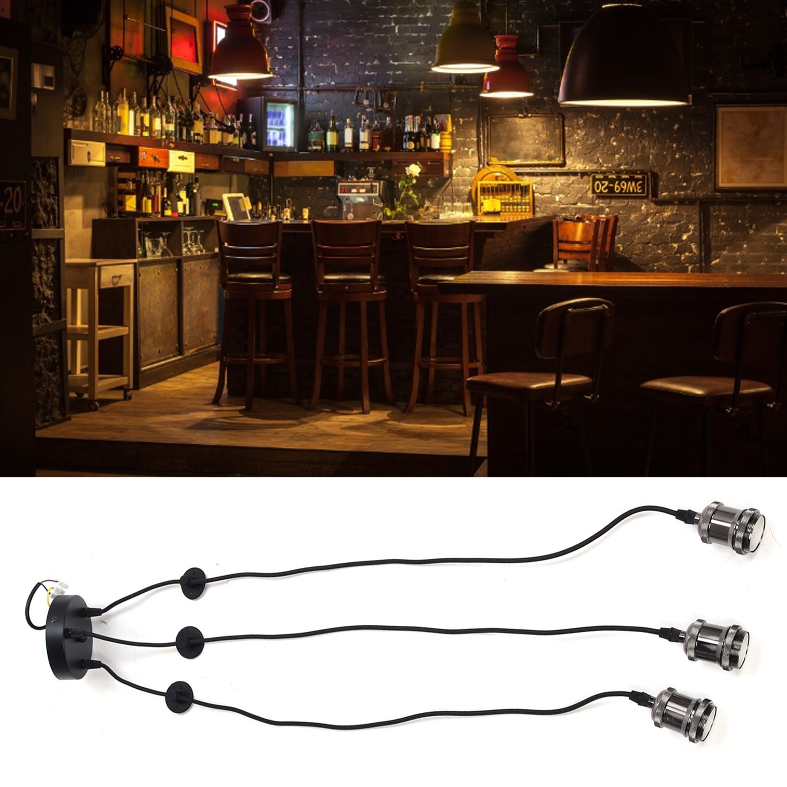 3 Arms Chandelier Lamp Holder Metal Retro Decoration Ceiling Light Socket for view 12