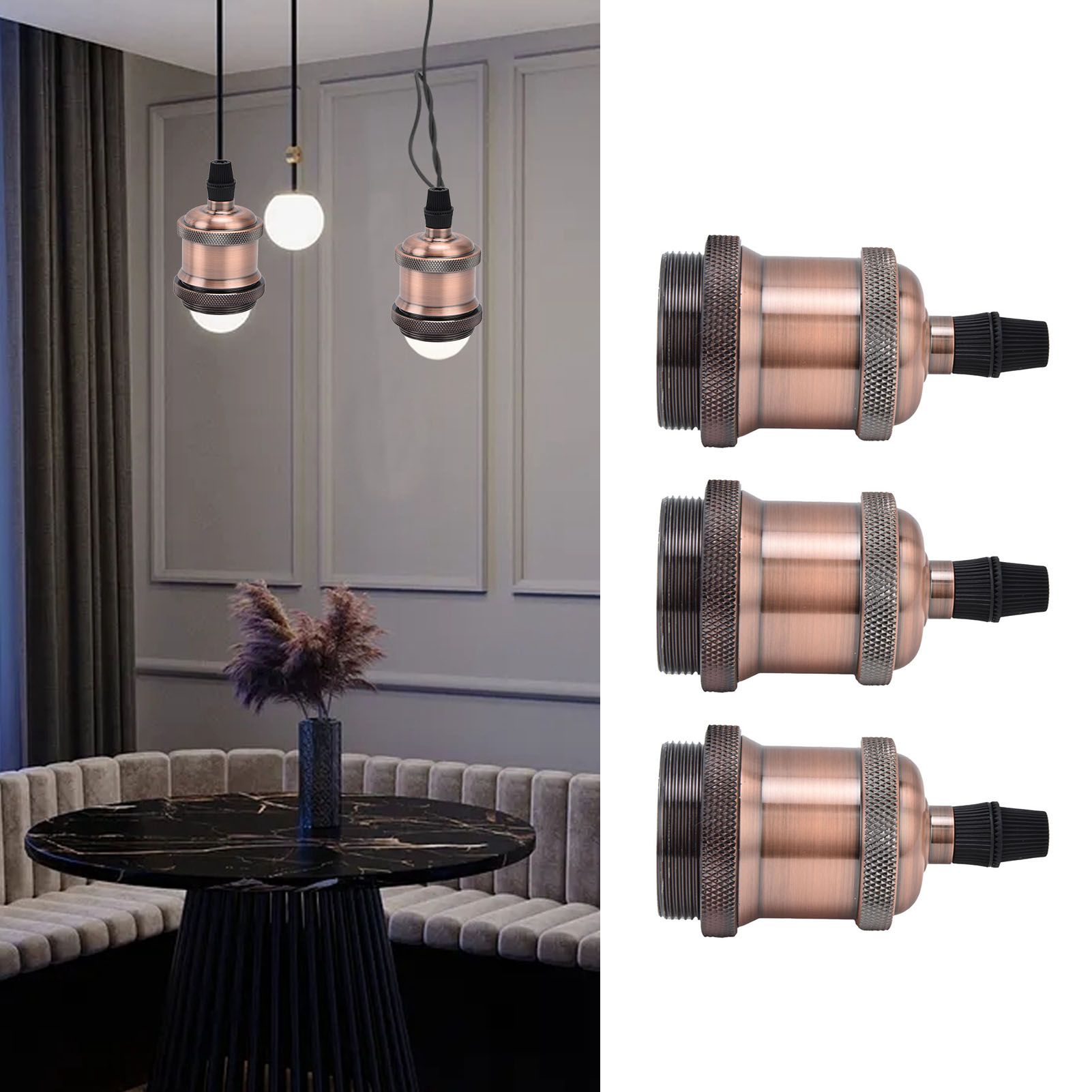 6 Pcs Lamp Holder Metal E26 E27 Screw Retro Lighting Base Accessories with view 11