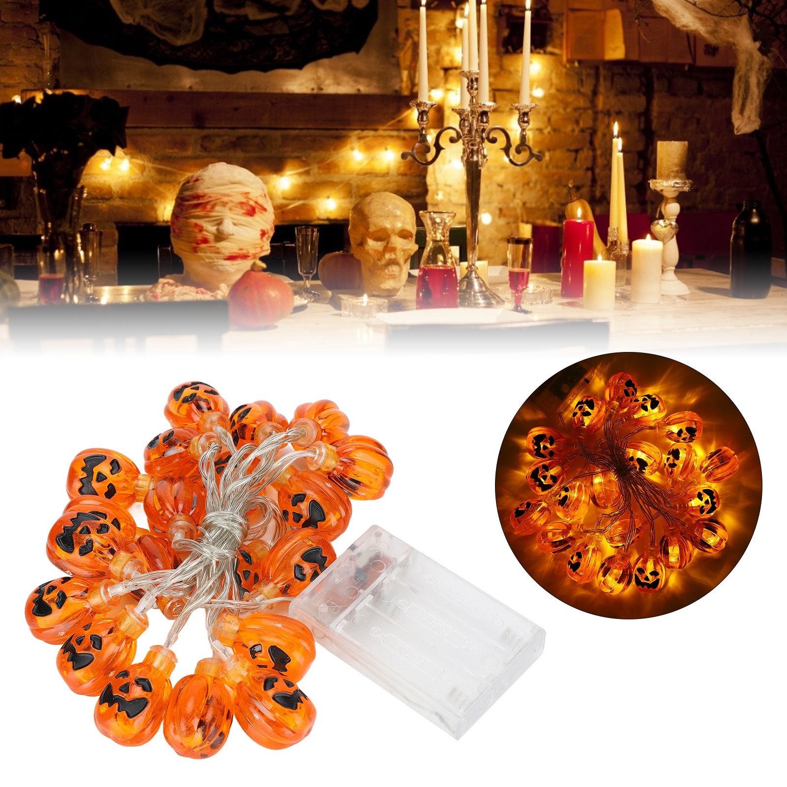 Halloween Pumpkin Lanterns String Battery Operated LED Pumpkin String Lights view 11