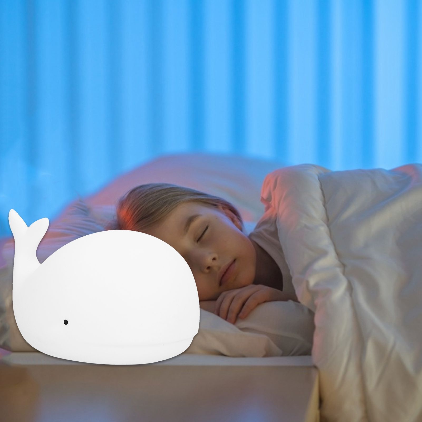 Silicone Night Light USB Charging Cute Whale Shaped Tap Lamp with 3 Lighting view 12